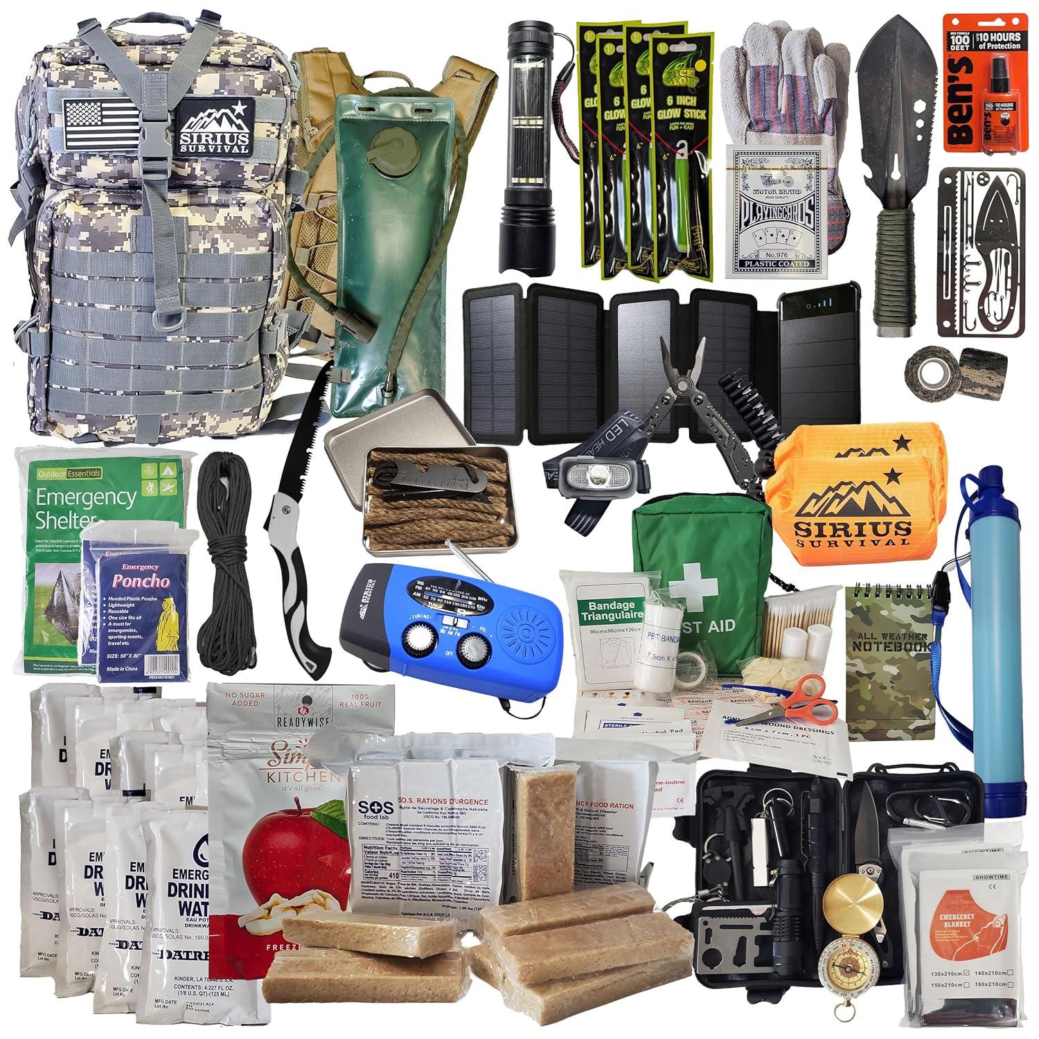 Sirius Survival Bug Out Bag - Premium Bugout Backpack Pre-Packed Survival Kit - Ultimate Bug Out Bag Backpack Survival Kit - Comprehensive Survival Bag - Go Bag Emergency Backpack - Digital Camo