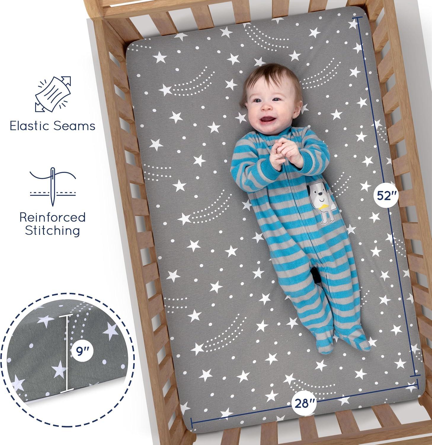 GROW WILD Pack n Play Fitted Sheets 3 Pack - 38” x 24" Jersey Cotton Crib Sheets