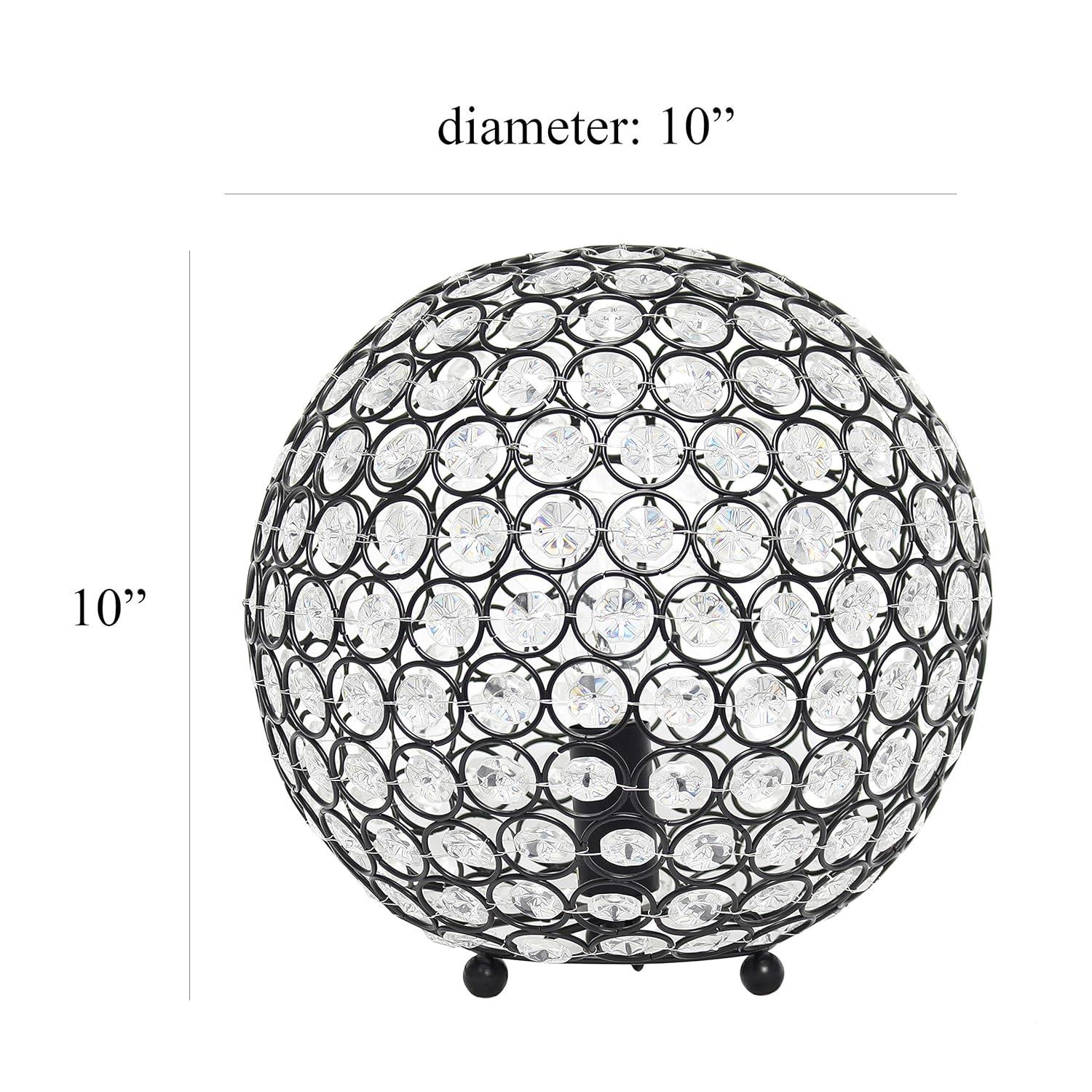 10" Elipse Crystal Ball Sequin Table Lamp Bronze - Elegant Designs: UL Listed, No Assembly Required, Metal & Crystal Shade