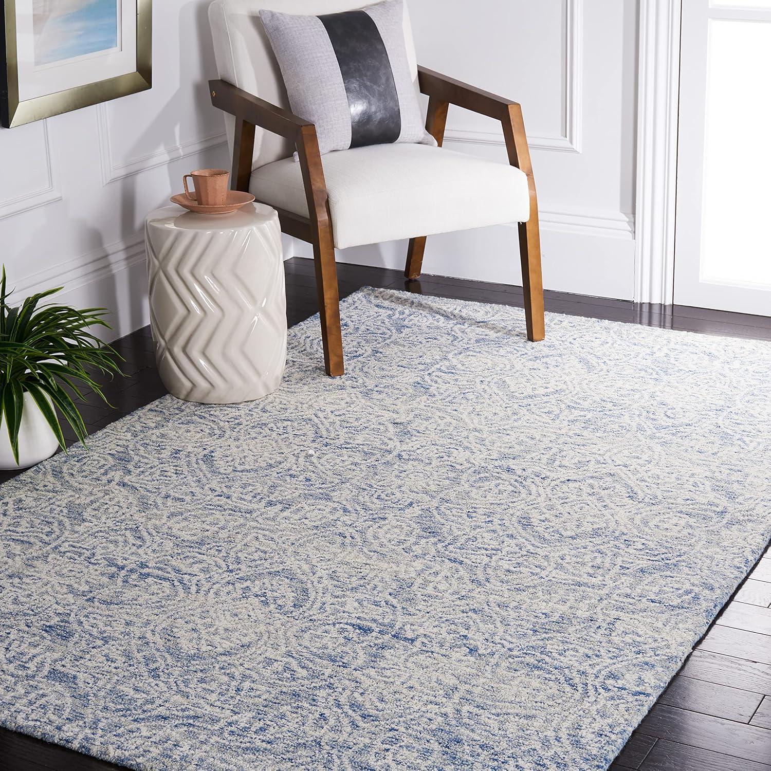 Metro Blue and Ivory Hand-Tufted Wool Area Rug