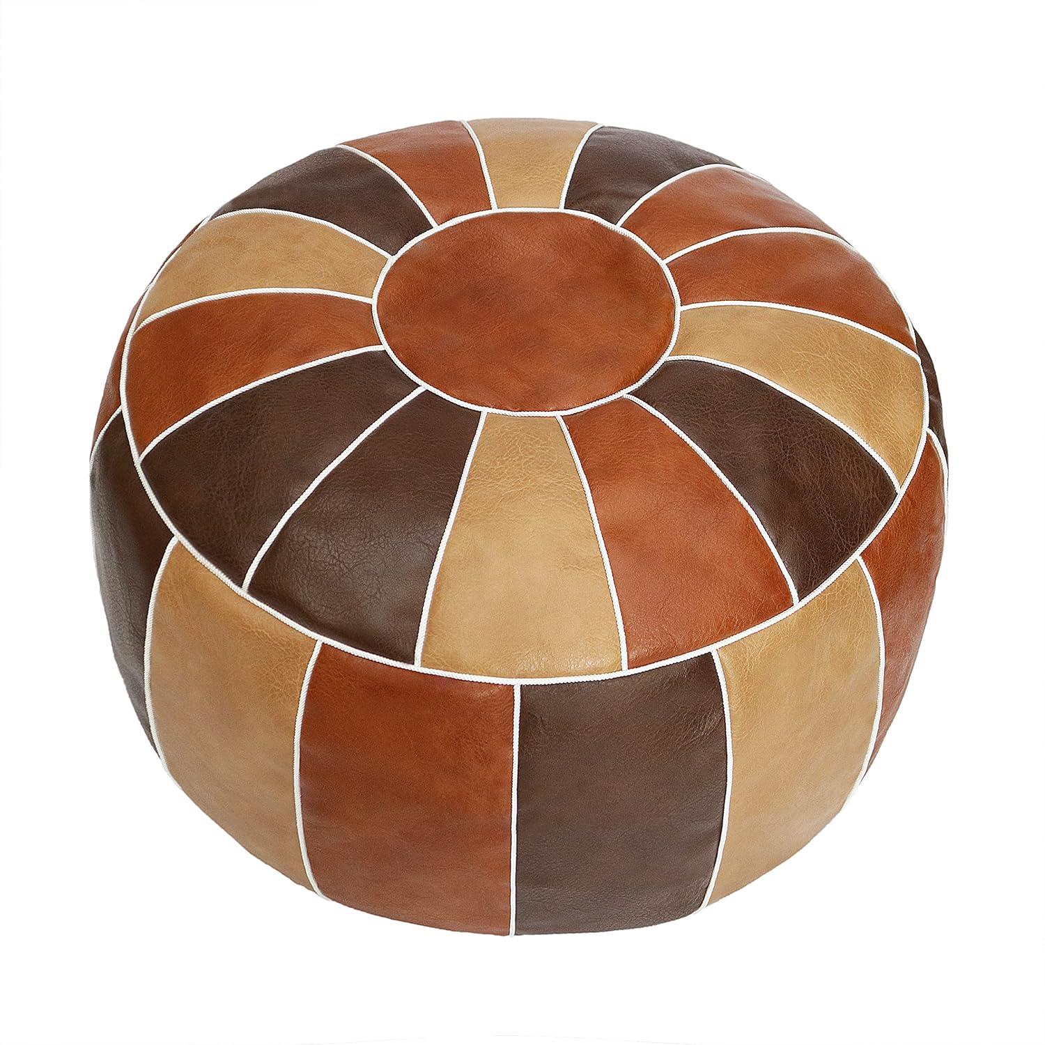 Unstuffed Handmade Moroccan Round Pouf Foot Stool Ottoman Seat Faux Leather Large Storage Bean Bag Floor Chair Foot Rest For Living Room, Bedroom Or Wedding Gifts