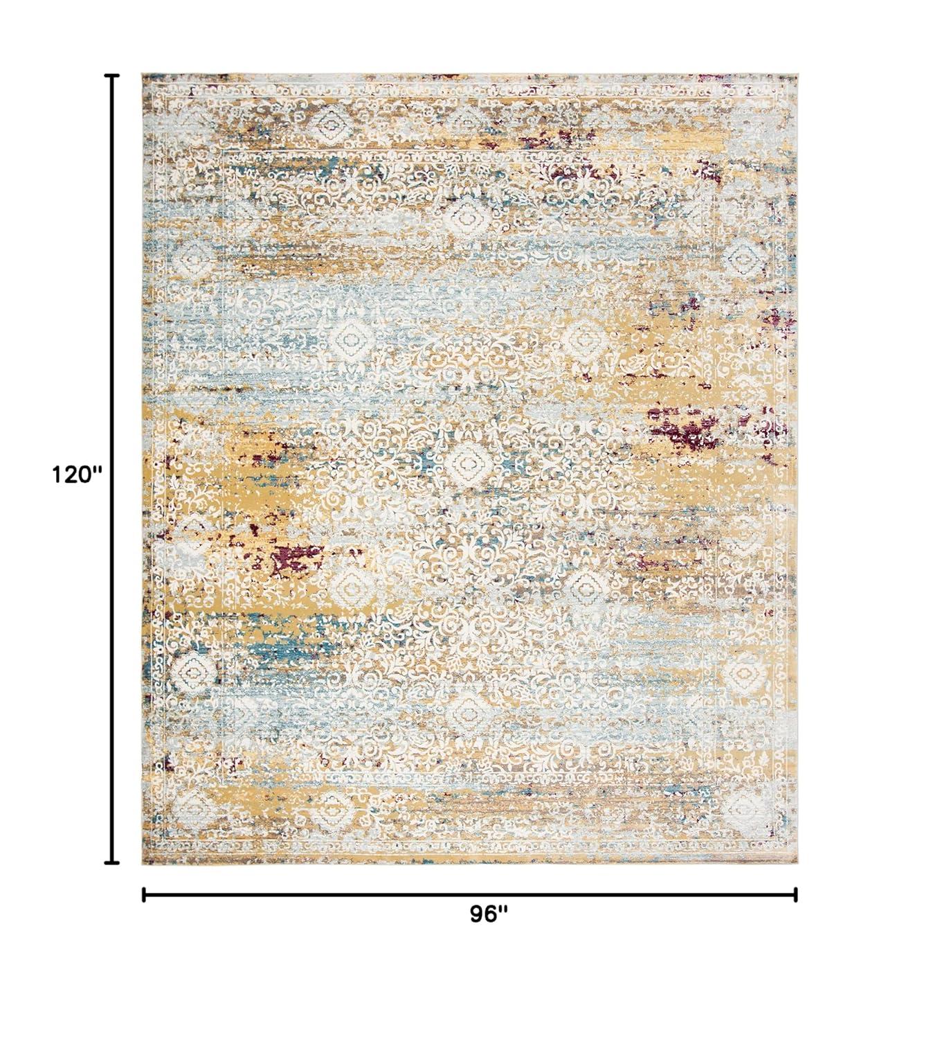 Aria ARA183 Power Loomed Area Rug - Yellow/Cream - 8'x10' - Safavieh.