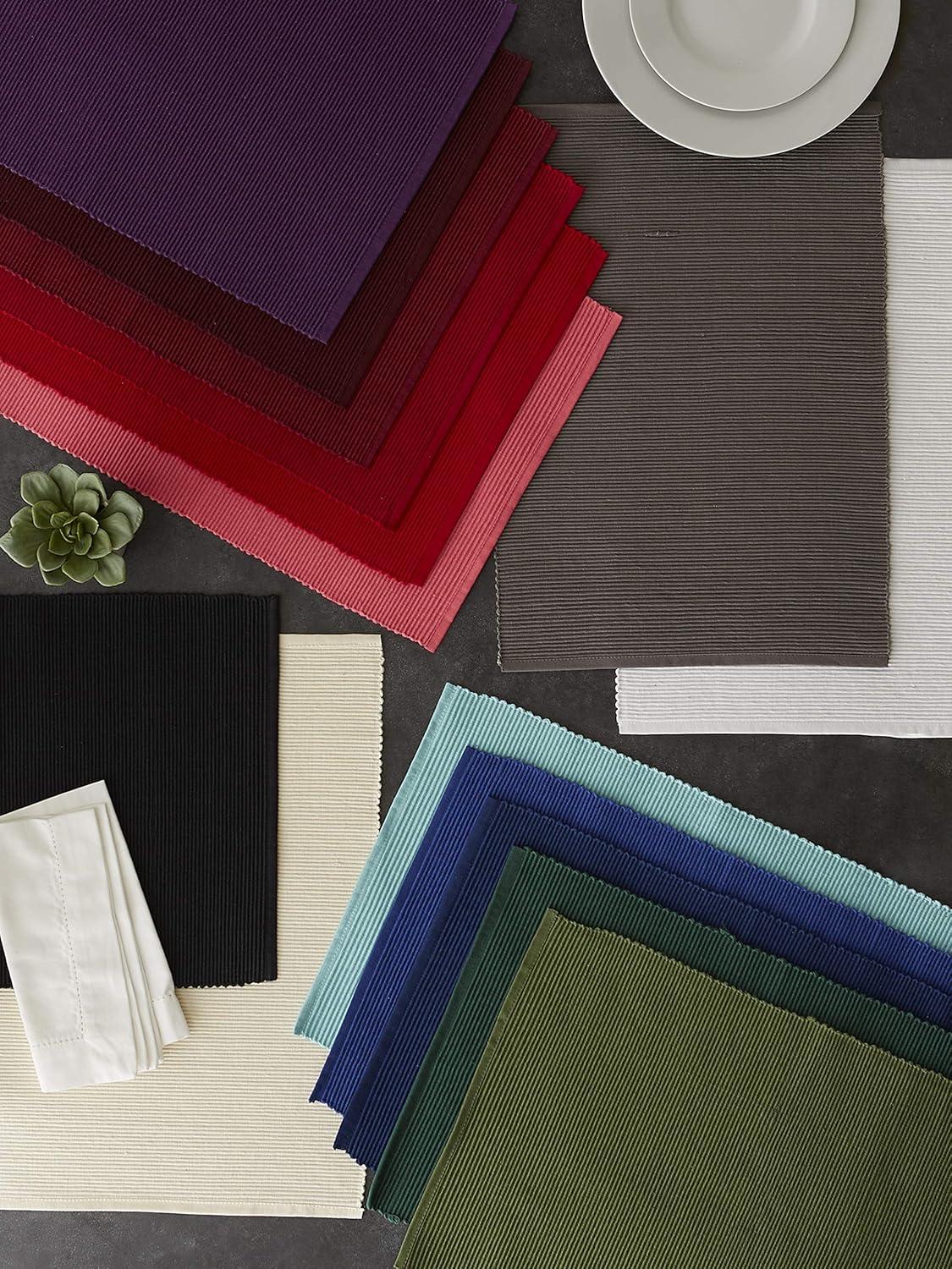 Design Imports Black Ribbed Placemat Set/6