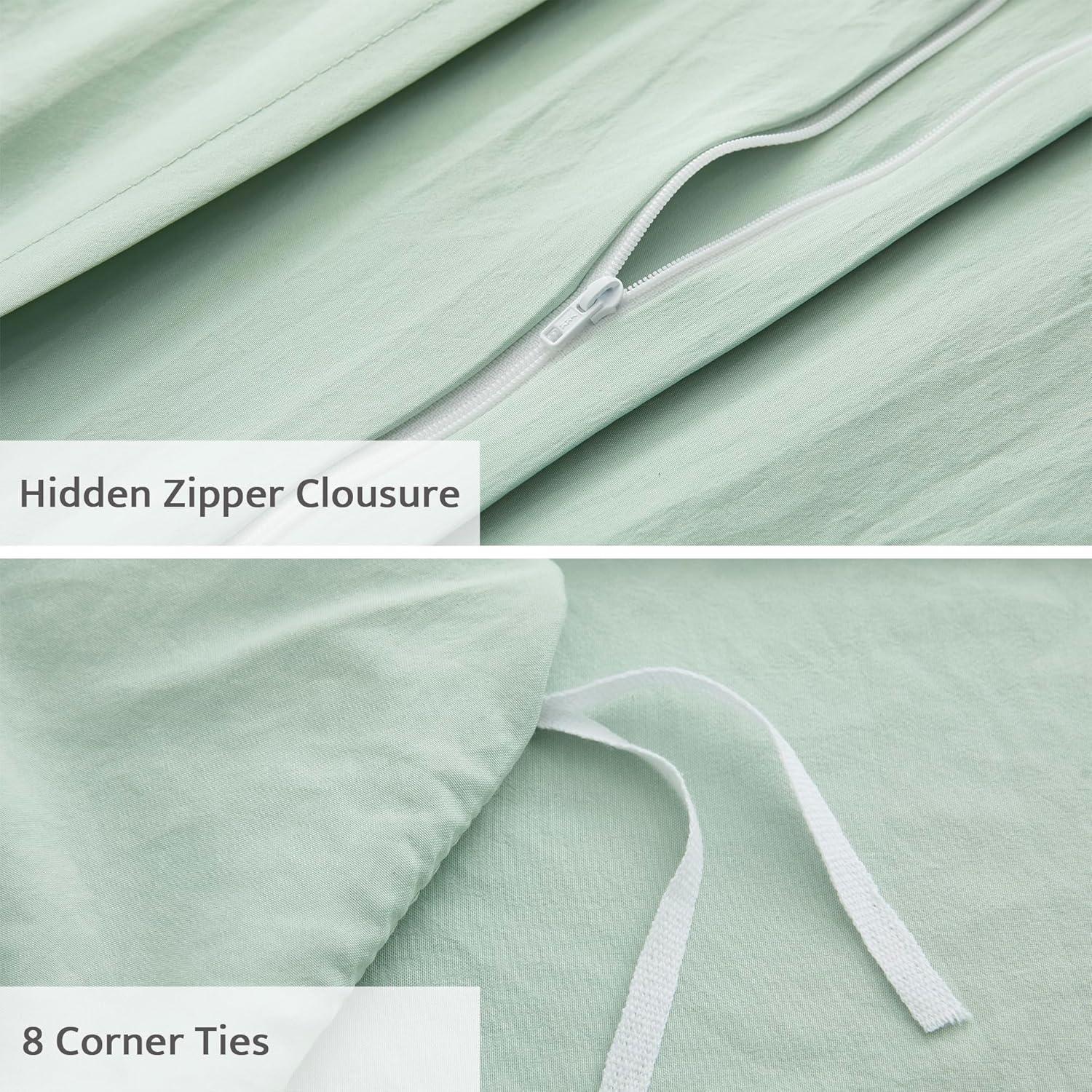 Oli Anderson White Duvet Cover Twin Size - Pleated Twin Duvet Cover, 2PCS Soft and Breathable Textured Bedding Set with Zipper Closure(White,68"x90")