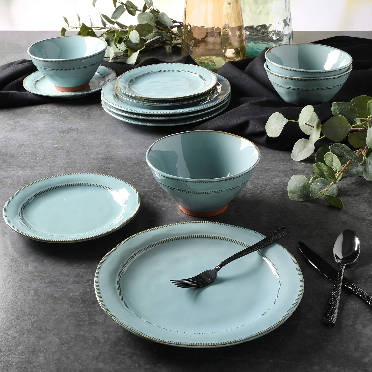 ECLANK 12 Piece Stoneware Dinnerware Set - Service for 4