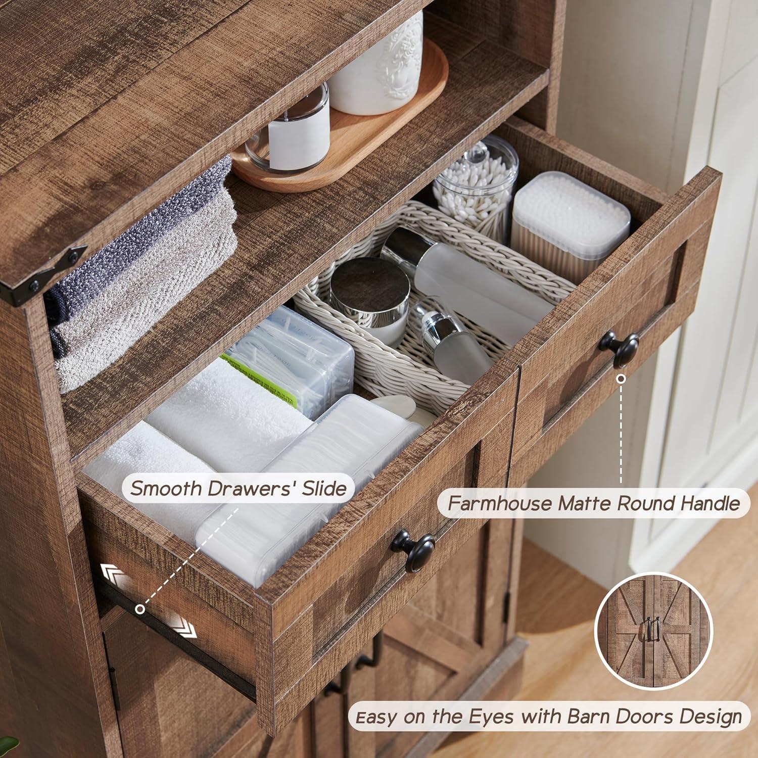 Rosalind Wheeler Bathroom Floor Cabinet, 24 Inch Wide Bathroom Cabinet