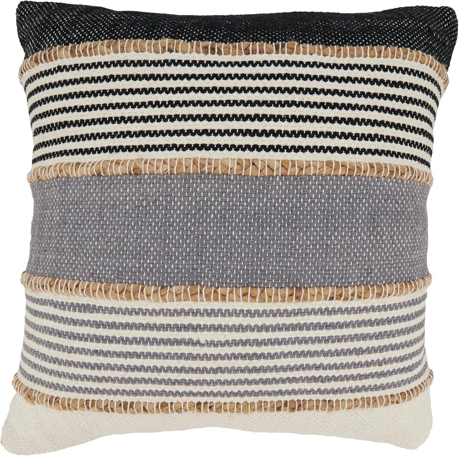 Saro Mariposa Collection Striped Cotton Blend Throw Pillow
