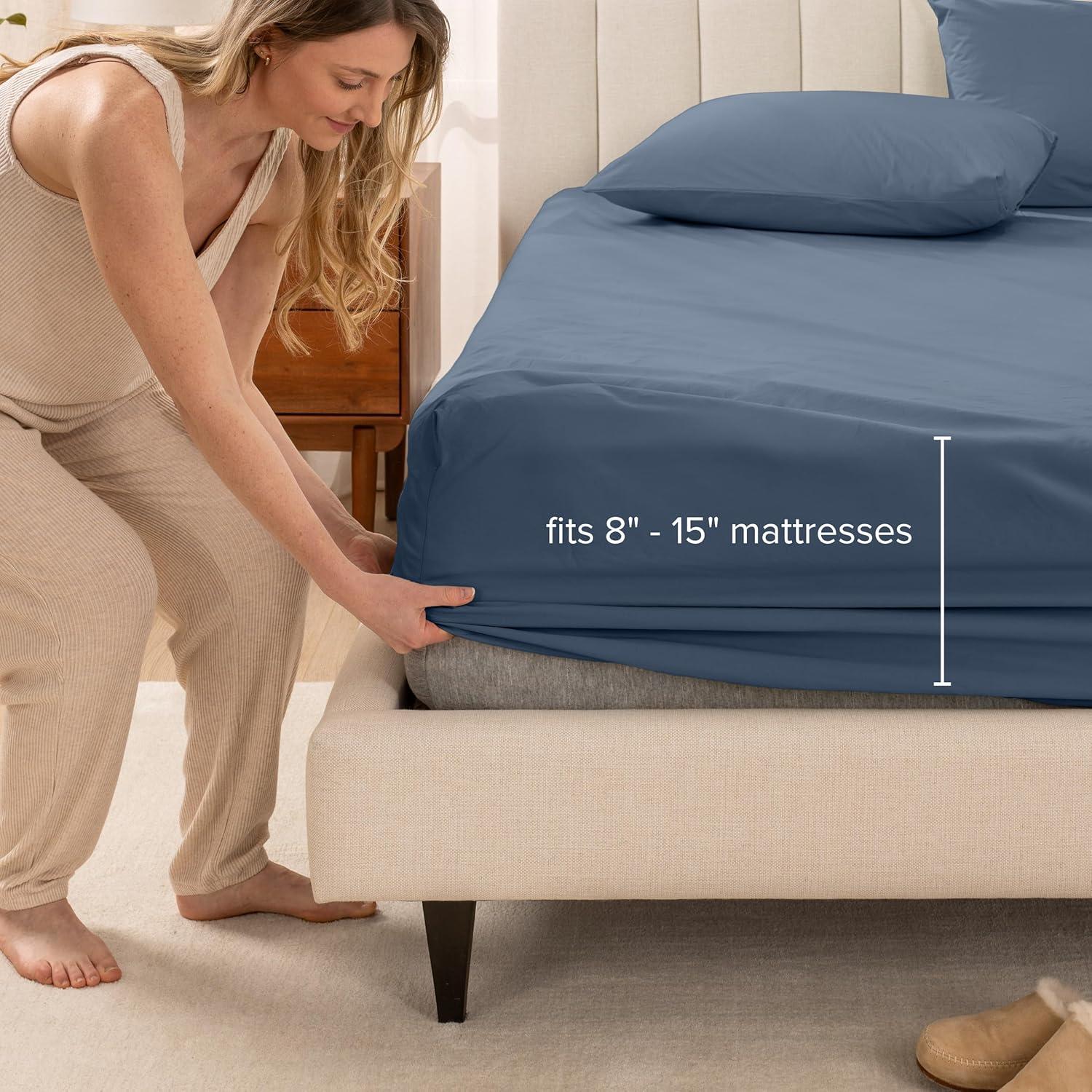 Bare Home 260 Thread Count Organic Cotton Percale Fitted Sheet