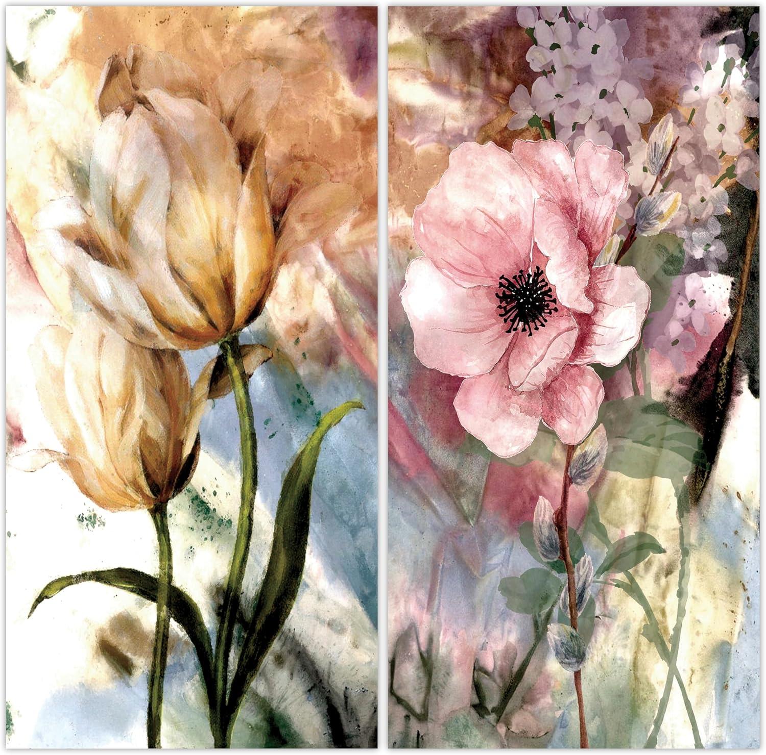 Empire Art Direct " Pastel Fleur I&II " 2 - Pieces Painting Print