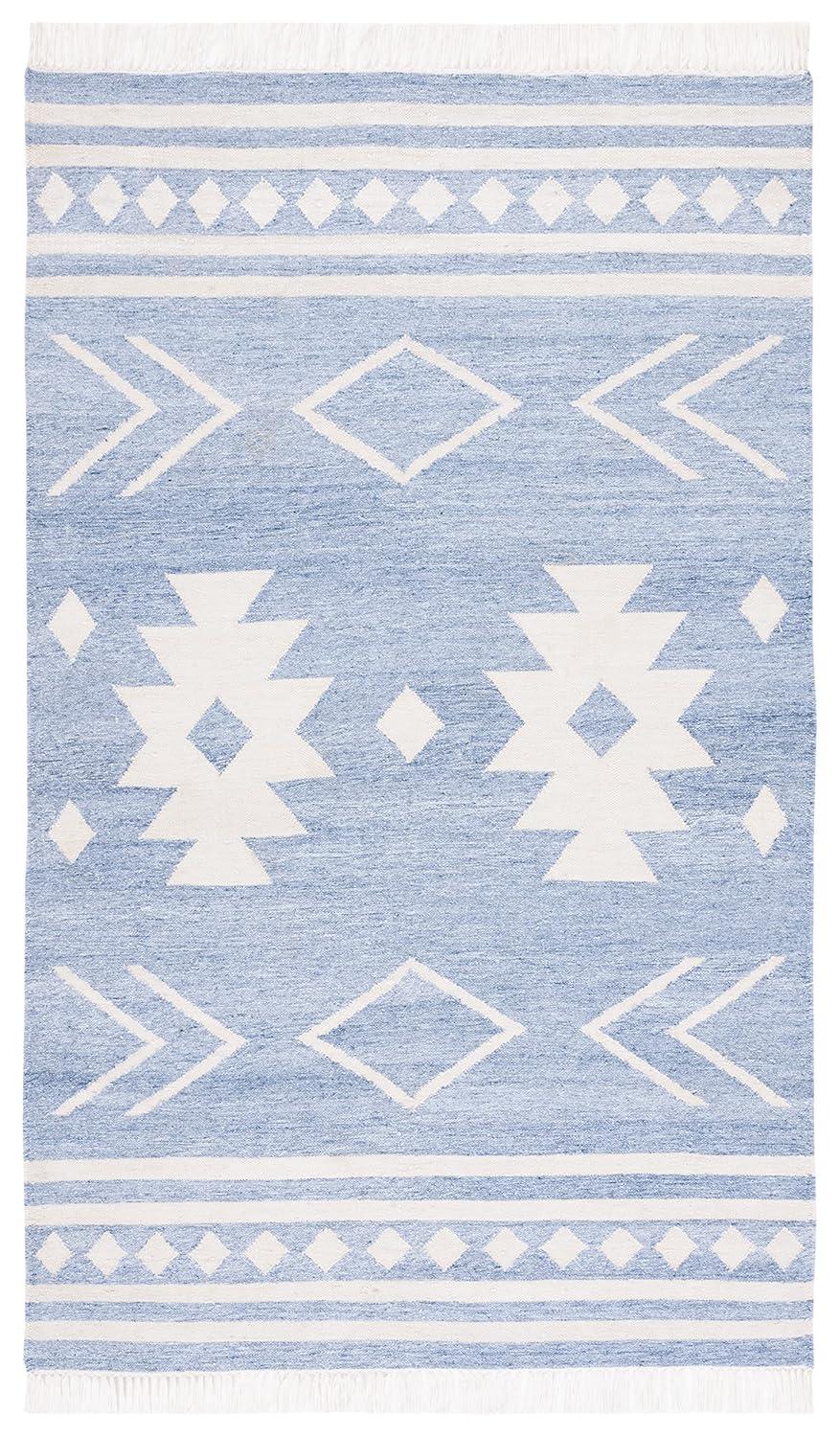 Kilim KLM764 Hand Woven Area Rug - Blue/Ivory - 3'x5' - Safavieh.