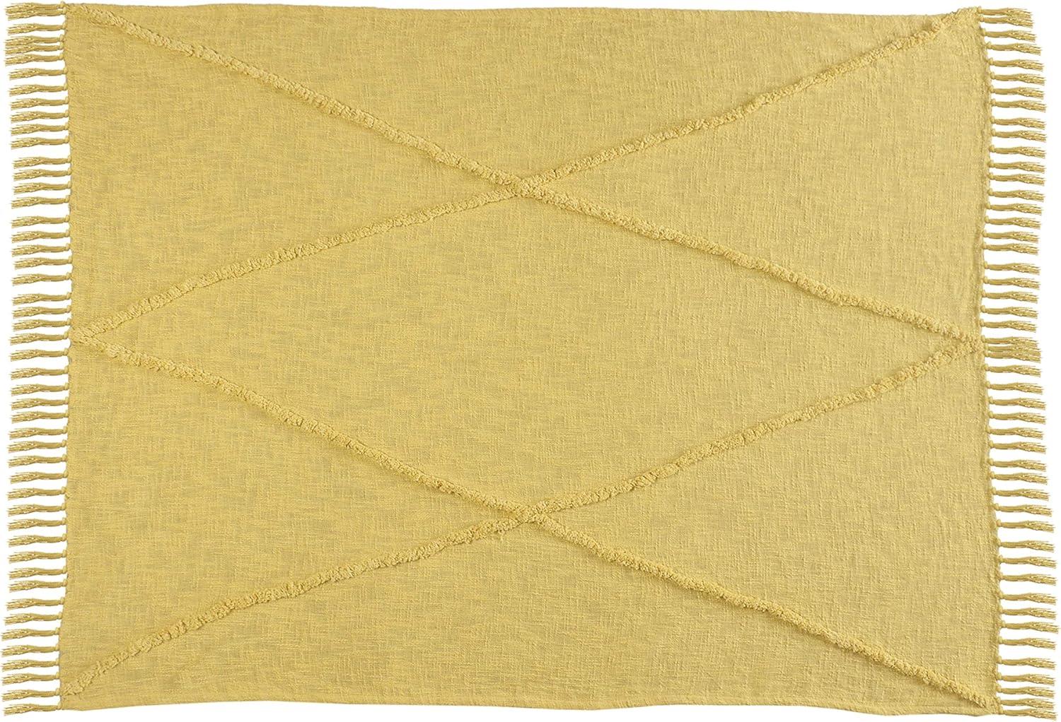 LR Home Yellow Shag Diamond Lightweight Throw Blanket, 50" x 60"