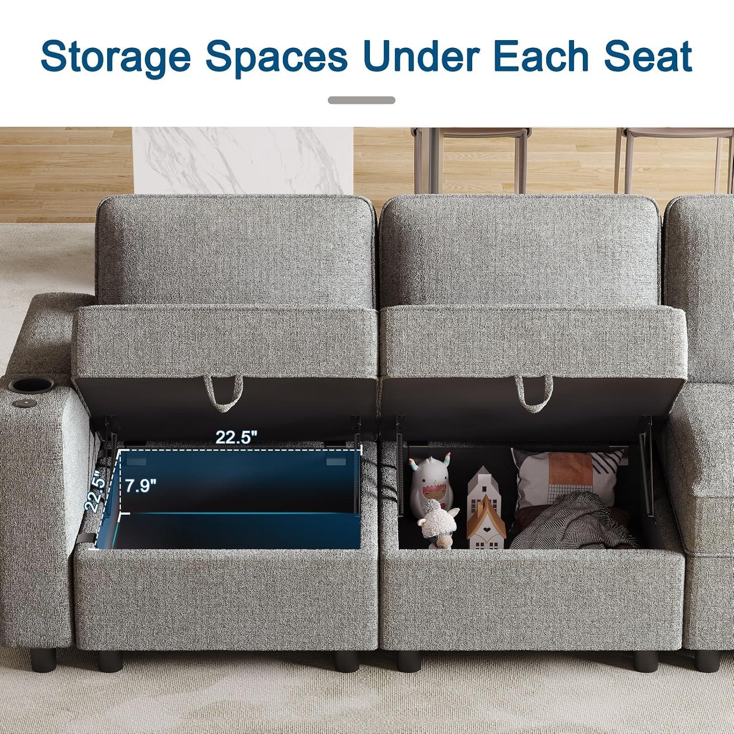 Ottoman Module for Modular Sectional Sofa, Storage Ottoman Footrest and Seat Cube for Living Room,Grey