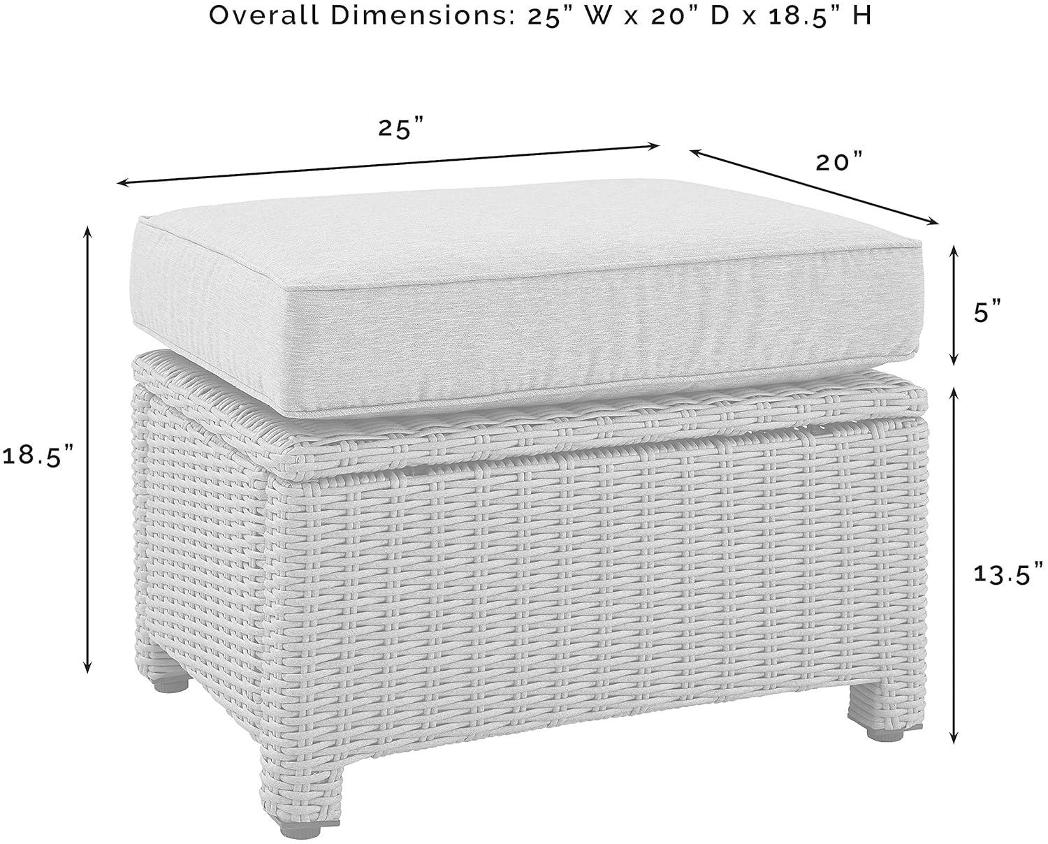 Crosley Furniture Bradenton 25"Fabric Outdoor Ottoman in Sand/Brown