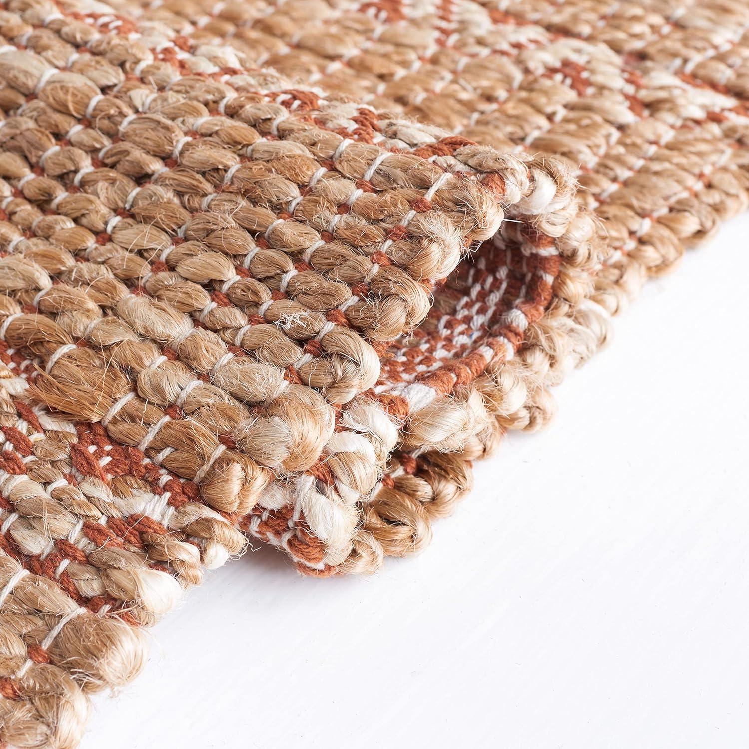 Natural Fiber NFB655 Power Loomed Area Rug - Rust/Natural - 4'x6' - Safavieh.
