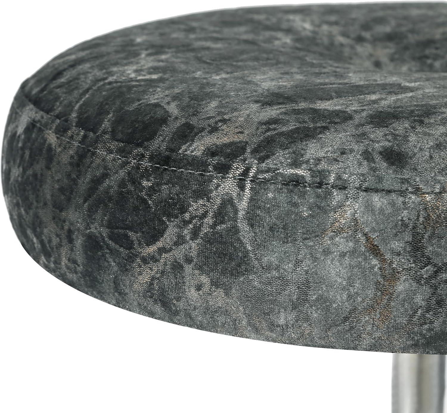 Adeco  Adjustable Velvet Round Ottoman Swivel Vanity Stool Makeup Chair Teal