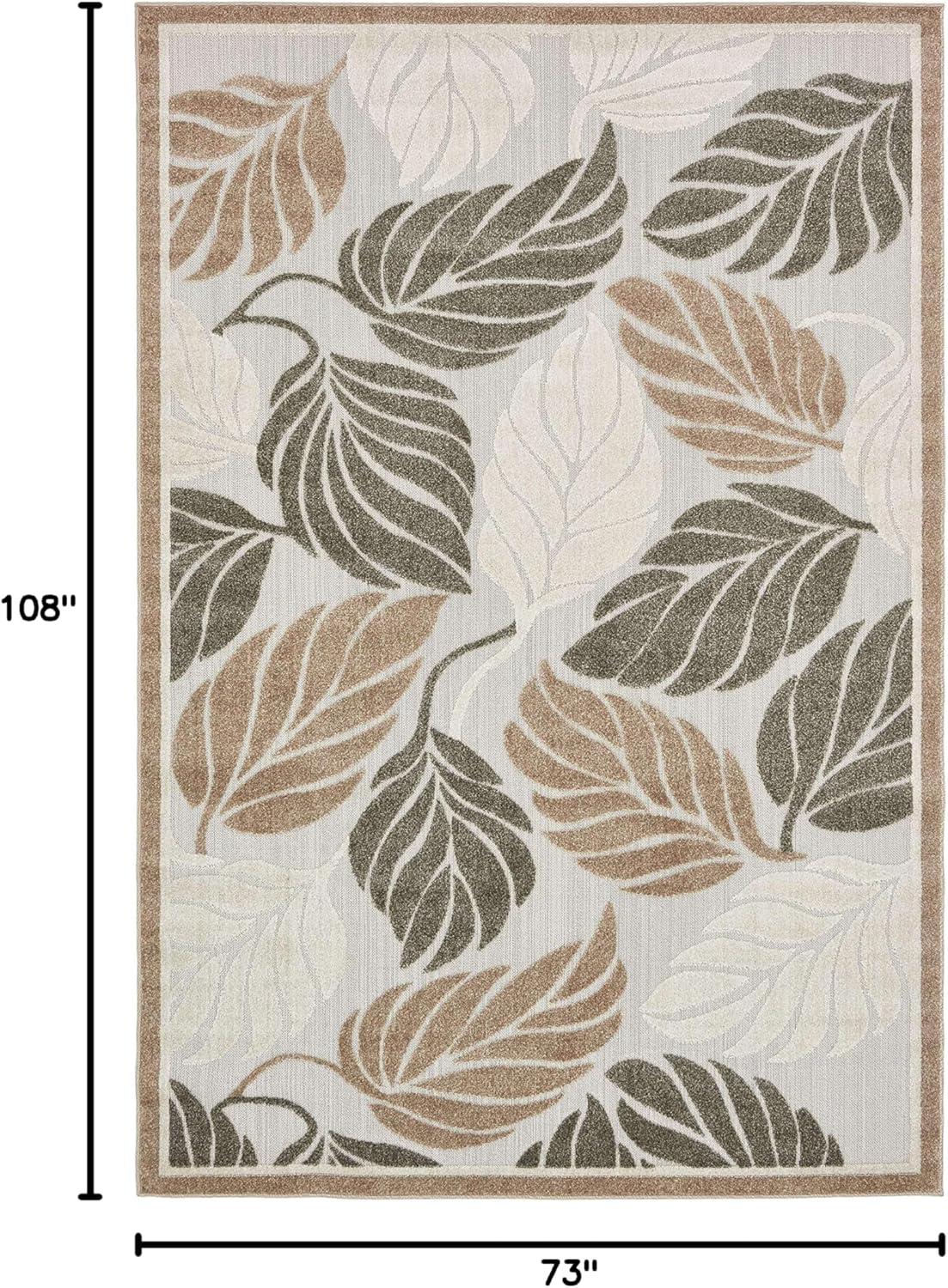 Unique Loom 6' 1 x 9' 0 Beige Outdoor Botanical Augusta Area Rug