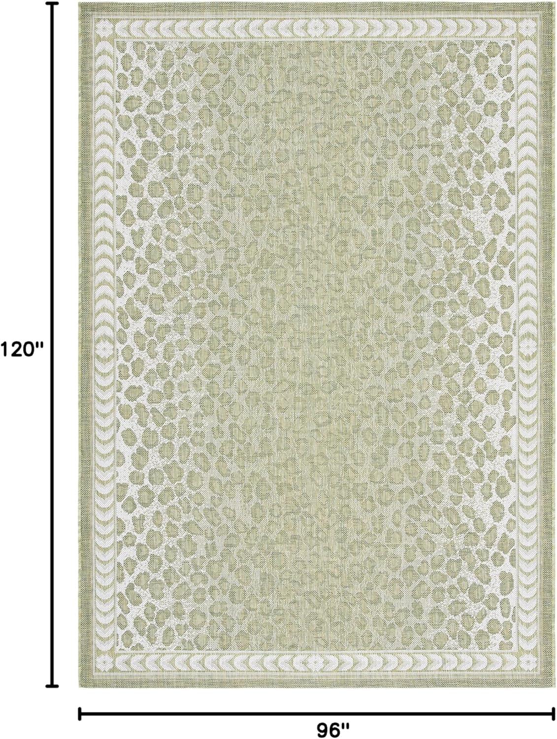 SAFAVIEH Courtyard Candace Spotted Indoor/Outdoor Area Rug, Light Green/Ivory, 8' x 10'