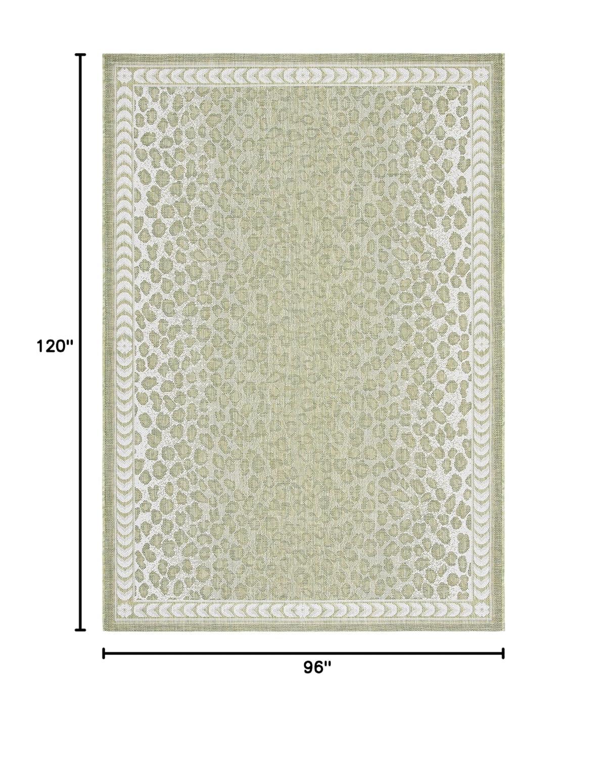 SAFAVIEH Courtyard Candace Spotted Indoor/Outdoor Area Rug, Light Green/Ivory, 8' x 10'