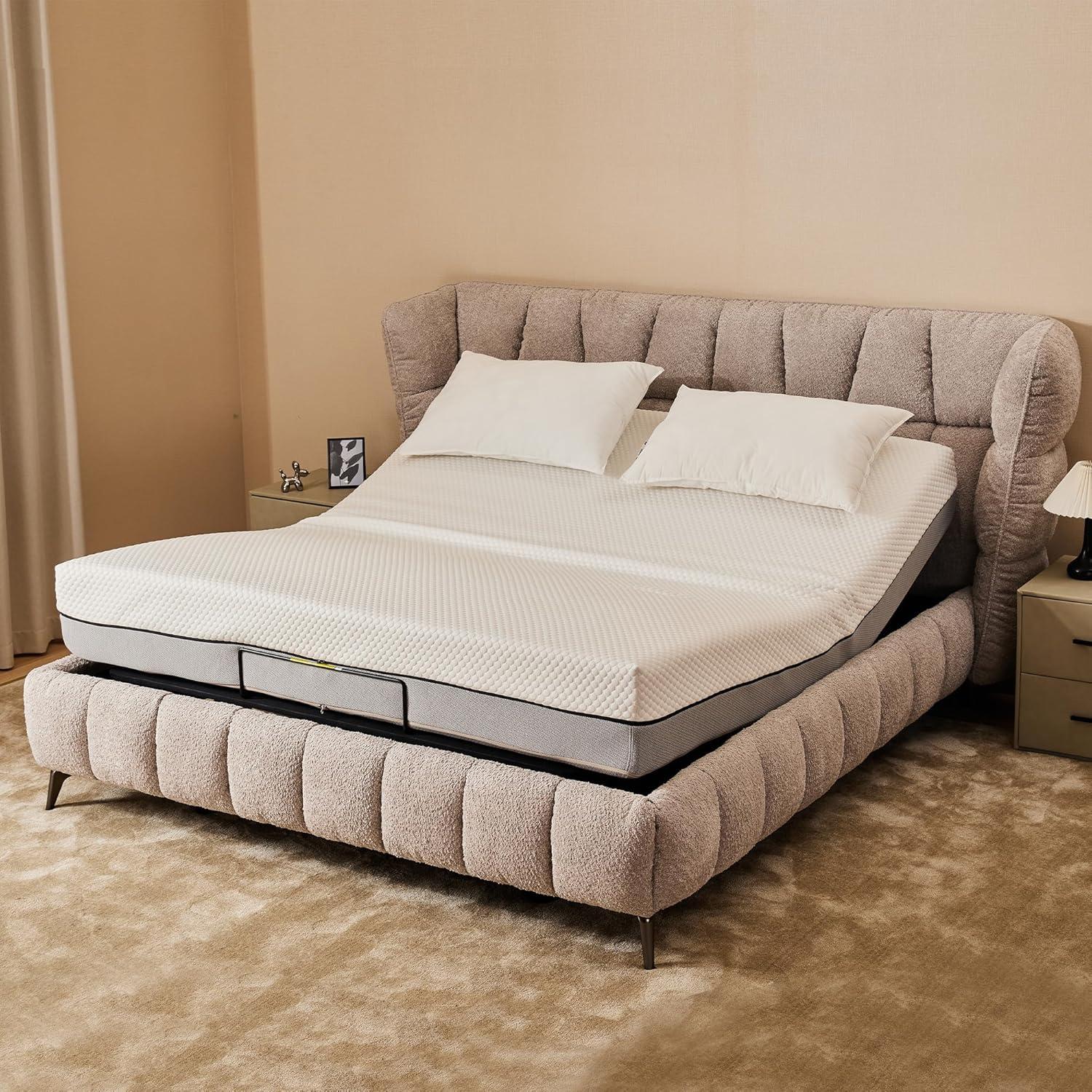 Donext Adjustable Bed Base, King Bed Frame, Independent Head and Foot Incline, Quiet Motor, Wireless Remote Control, Electric Bed Base, Black