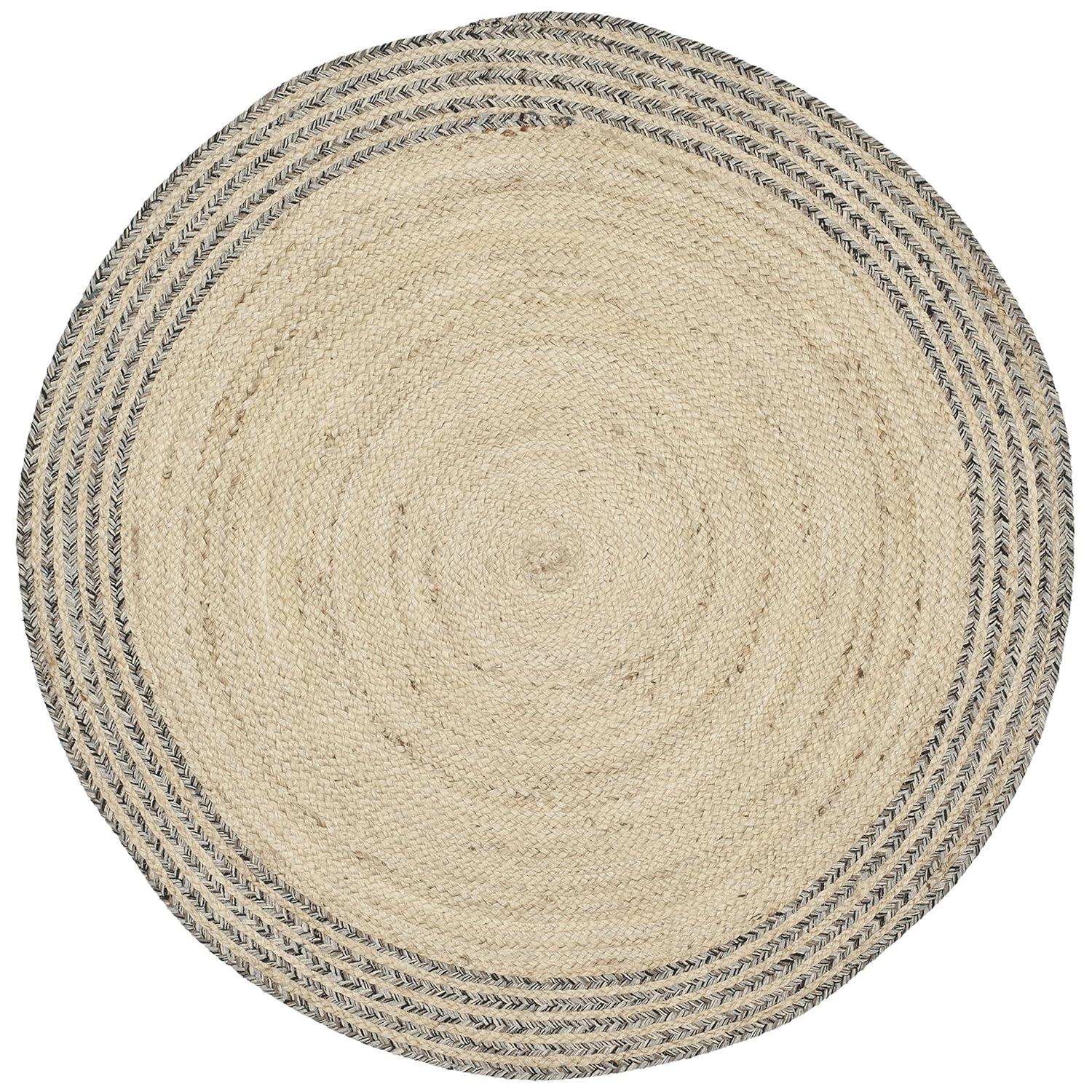 Cape Cod CAP204 Hand Woven Area Rug - Ivory/Steel Grey - 8' round - Safavieh.