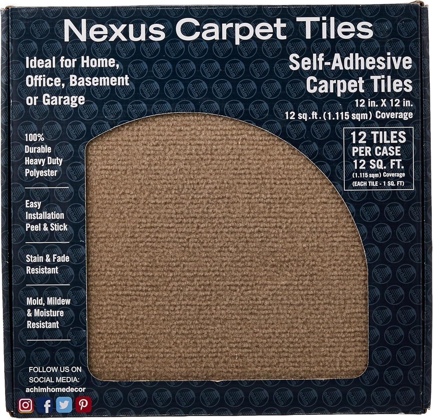 Nexus 12'' W x 12'' L Level Loop Adhesive, Peel & Stick Polyester Carpet Tile