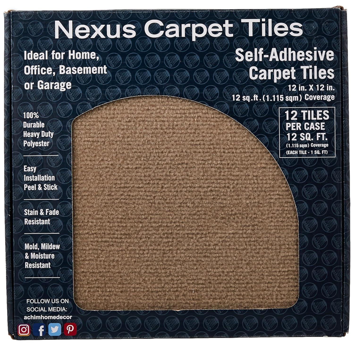 Achim Importing Co Nexus 12'' W x 12'' L Level Loop Adhesive, Peel & Stick Polyester Carpet Tile