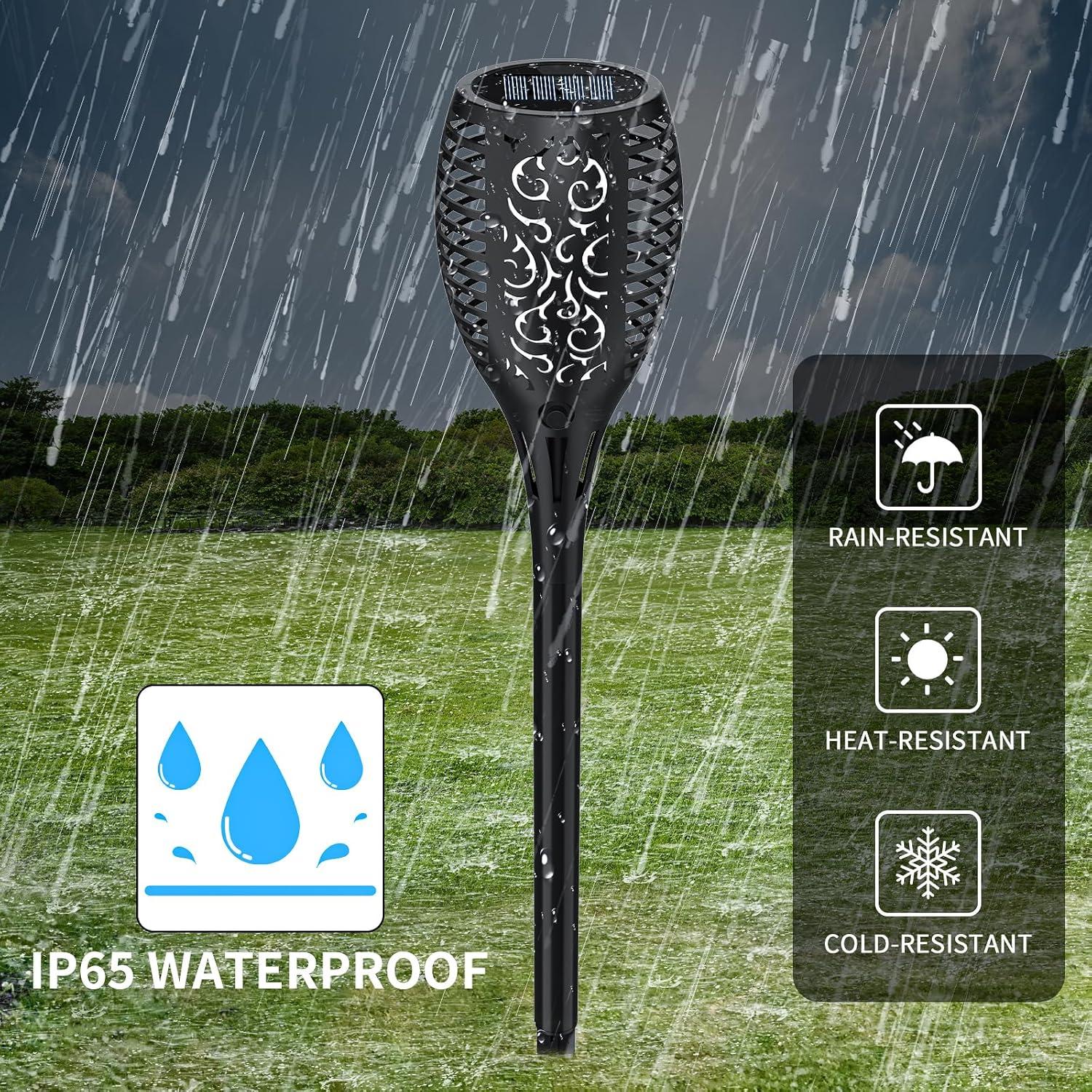 4 Pack Solar Lights Outdoor, Solar Torch Lights Outdoor Flickering Flame for Outdoor Decorations, Waterproof Garden Light Solar Powered , Torches Flame Light for Outside Yard Patio Lawn Garden Decor