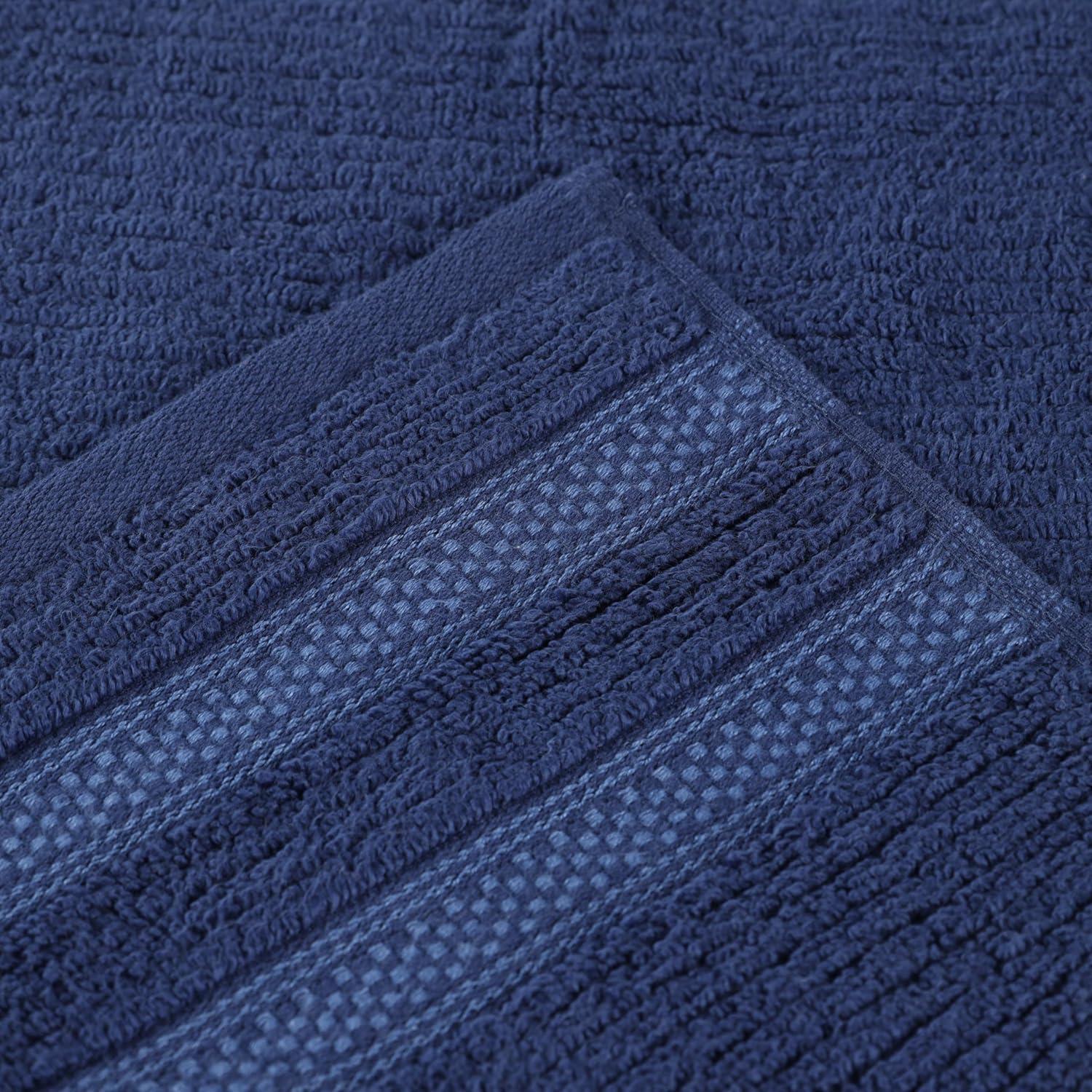 Superior Zero Twist Cotton Ribbed Geometric 8-Piece Towel Set, Navy Blue
