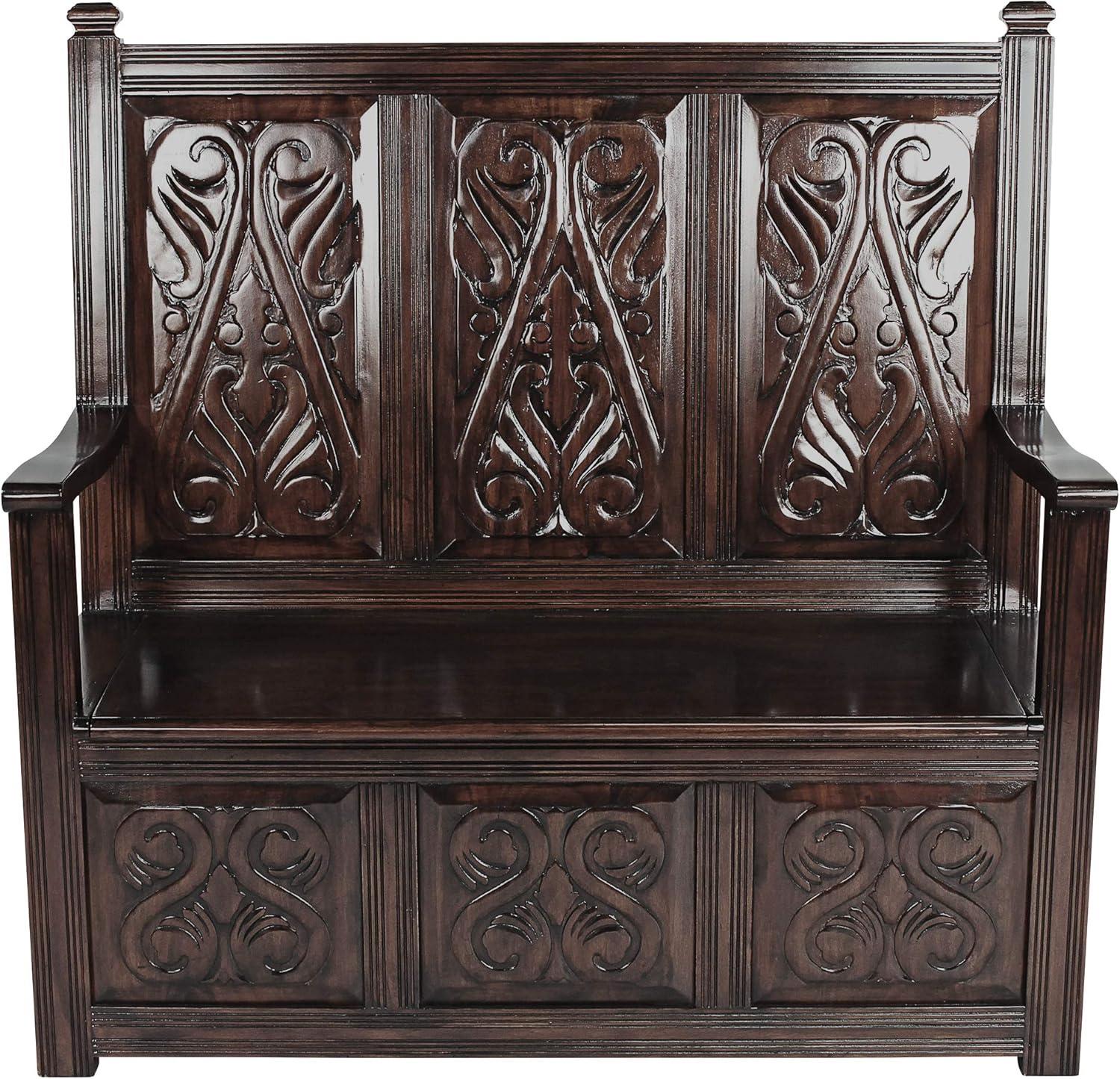 Design Toscano Historic Mahogany Monk's Bench