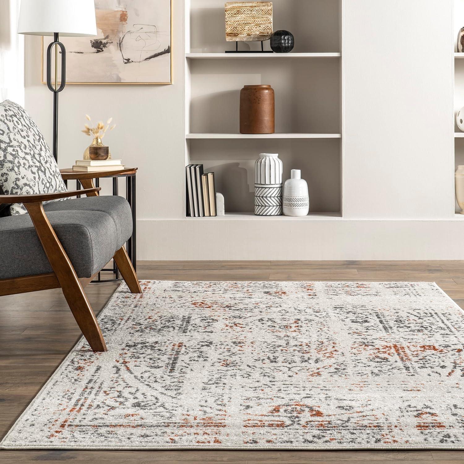Nuloom Arlena Oriental/Persian 5x8 Indoor Area Rug for Living Room Bedroom Dining Room Kitchen, Red/Ivory