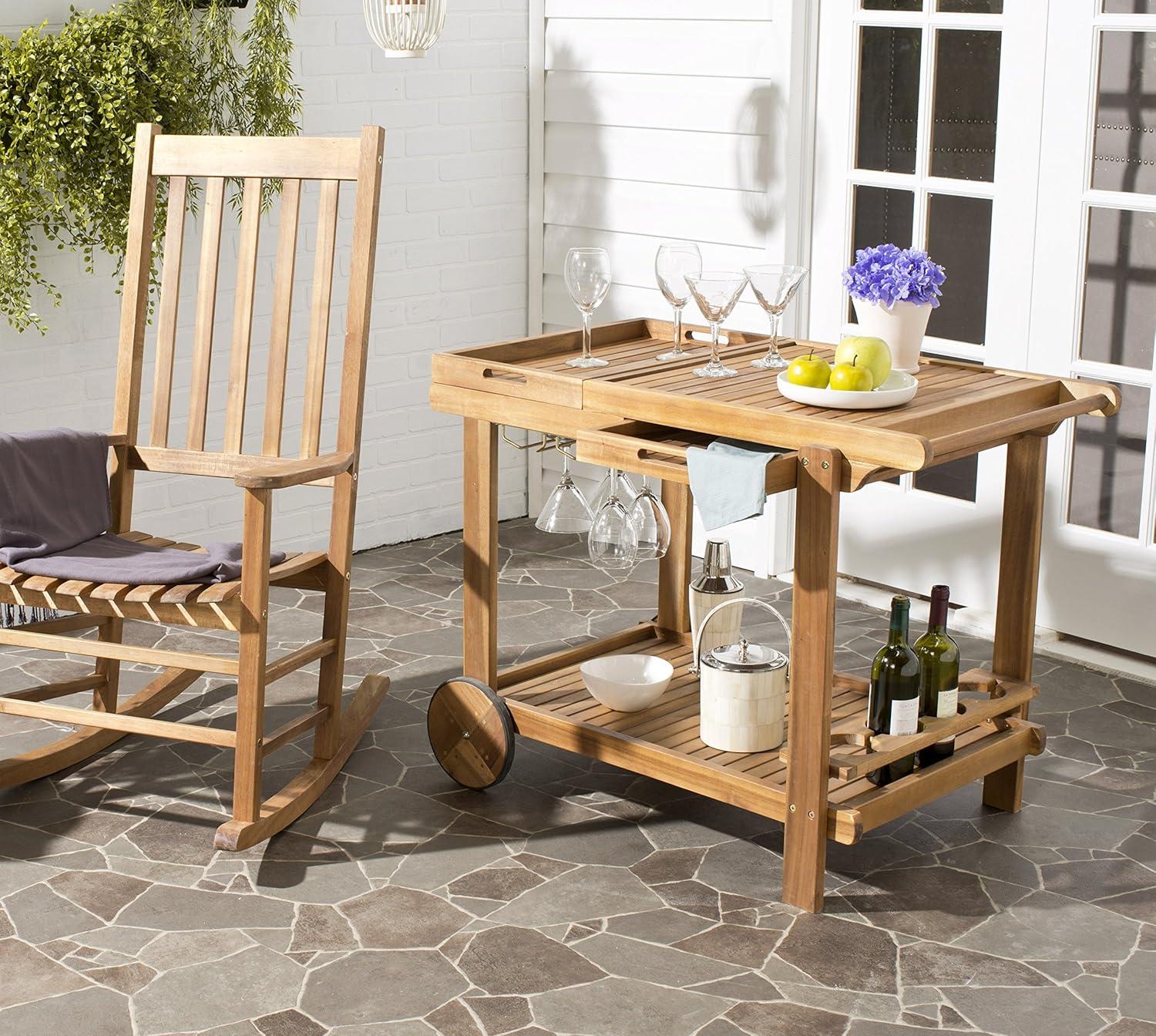 Orland Outdoor Tea Trolley PAT7010 - Natural - Safavieh