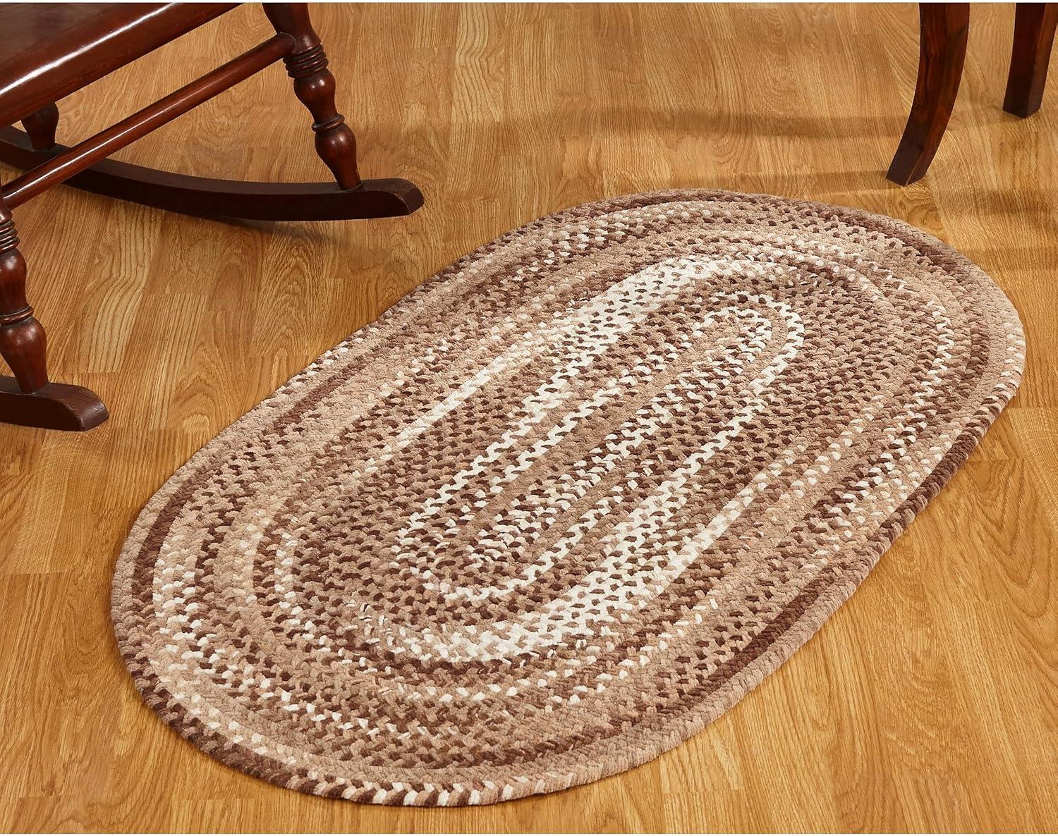 Better Trends Ombre Chenille Reversible 100% Cotton 96" x 120" Braided Rug, for Adult - Brown