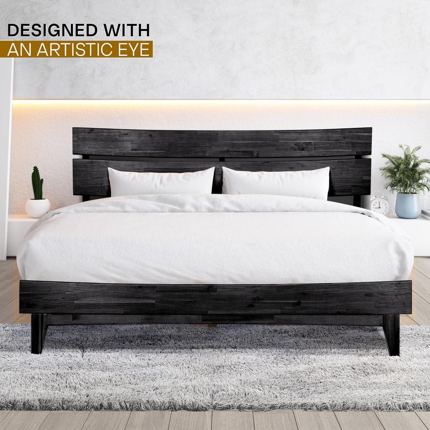 Aurora Solid Wood Bed Frame with Headboard