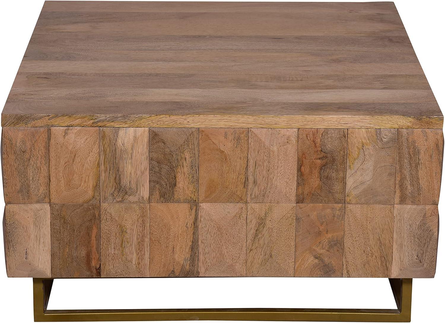The Urban Port 33" Lift Top Storage Trunk Coffee Table Square Mango Wood Natural Brown