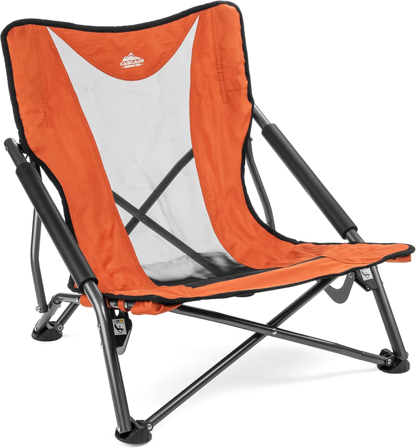 Cascade Mountain Tech Orange Low Profile Folding Camp Chair