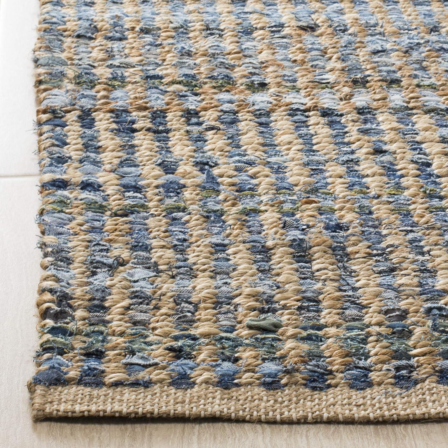 Cape Cod CAP352 Hand Woven Area Rug - Natural/Blue - 6'x9' - Safavieh.