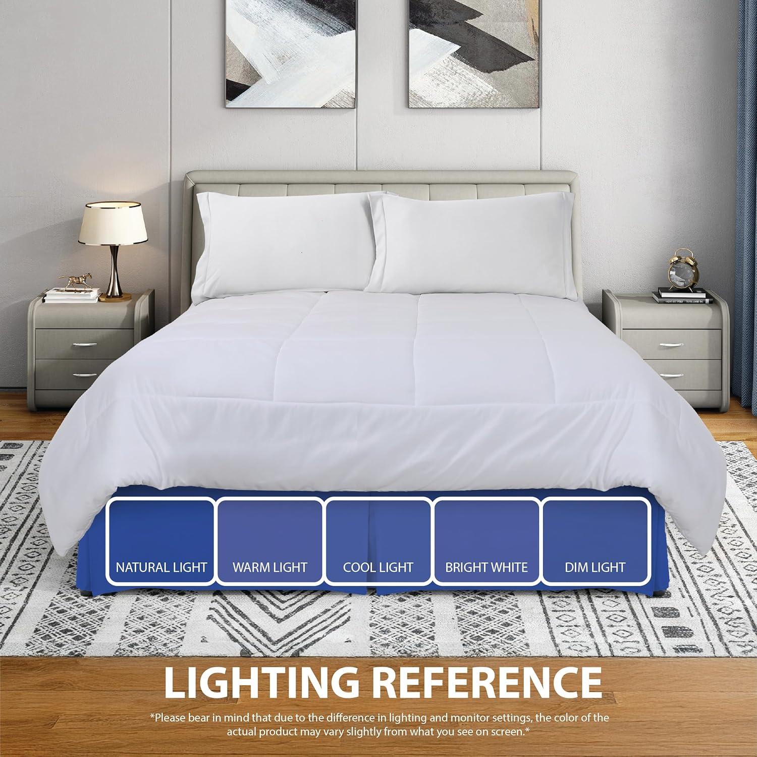 Swift Home | Basics Pleated Microfiber Bed Skirt 14-inch Drop Royal Blue Twin