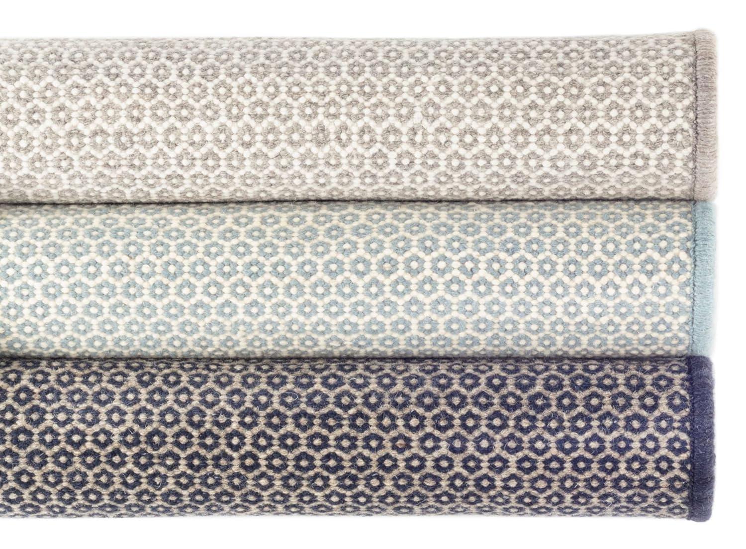Honeycomb French Blue/Ivory Handwoven Wool Rug