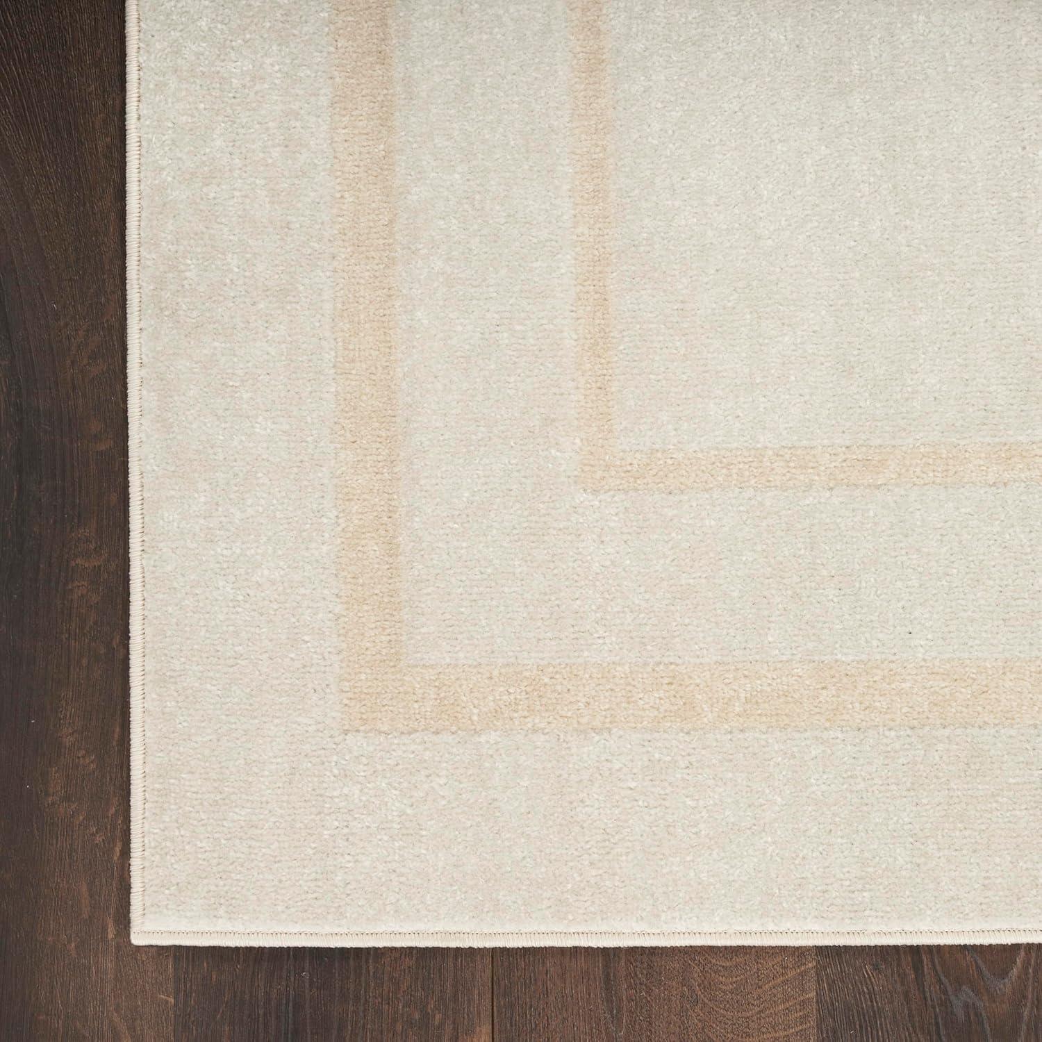 Nourison Essentials 2' x 6' Ivory Gold Contemporary Bordered Indoor/Outdoor Area Rug