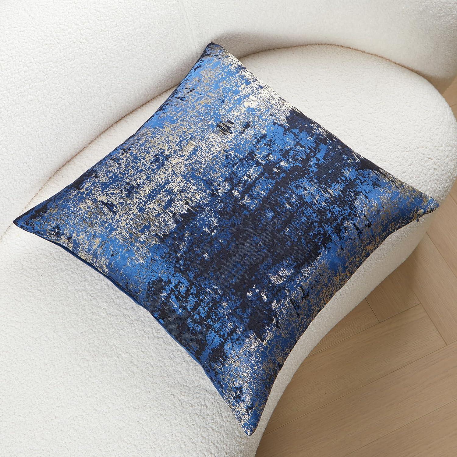 THE-TINOART Glam Jacquard & Velvet Throw Square Accent Pillow Cover 20"x20" 1Piece