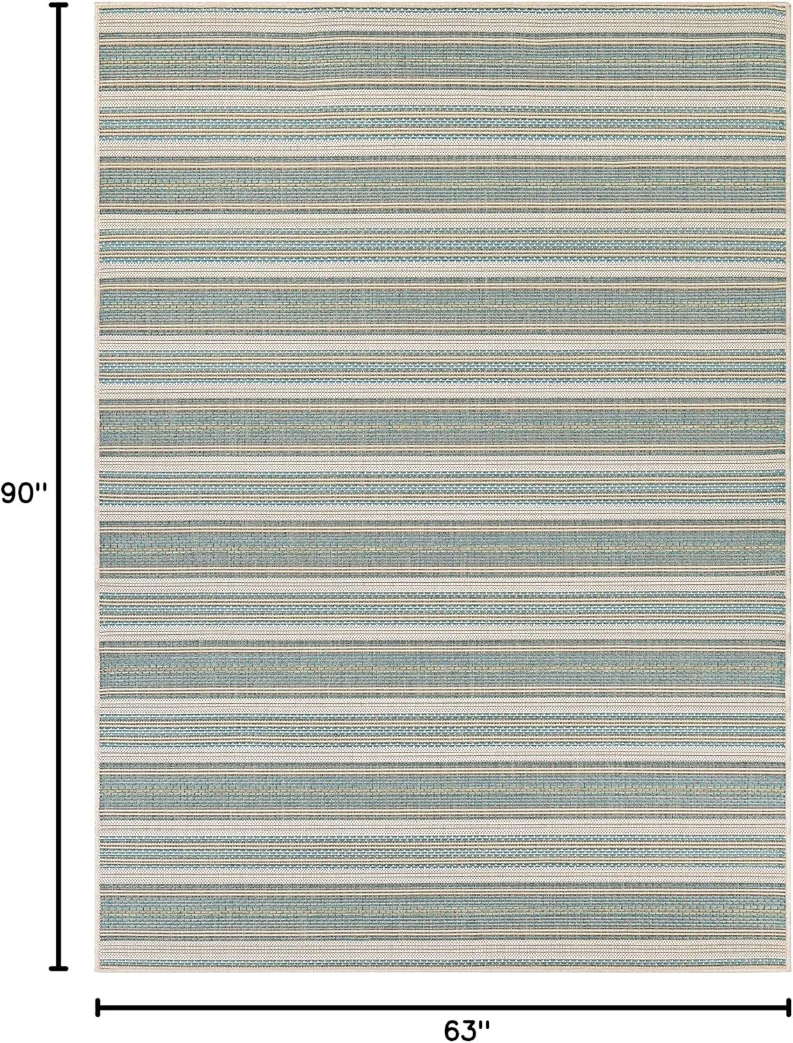 Couristan Monaco Marbella Indoor / Outdoor Area Rug, Blue Mist-Ivory, 5'3" x 7'6"