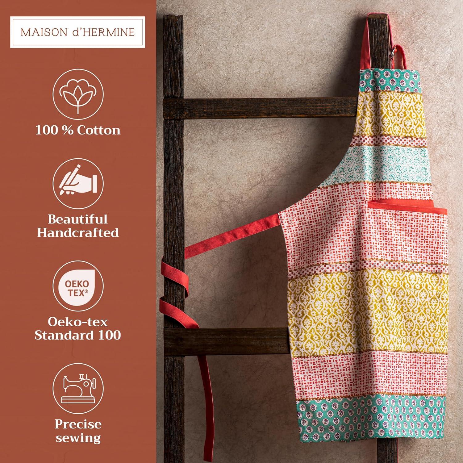 Maison d' Hermine 100% Cotton Apron for women with Pocket Kitchen Chef Apron for Men Cooking Gardening Server Waitress Maid