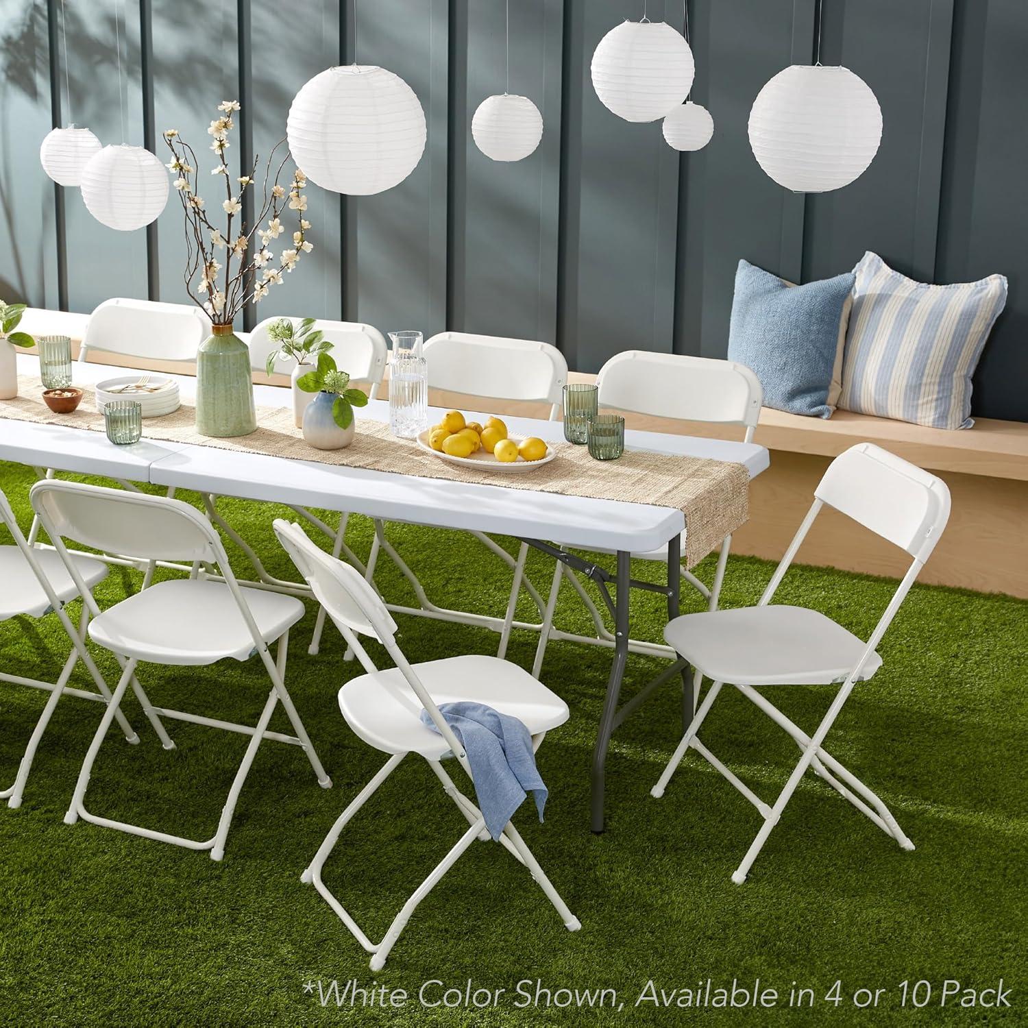 Best Choice Products Set of 4 Folding Stacking Plastic Chairs w/ Non-Slip Feet, 350lb Capacity - Black