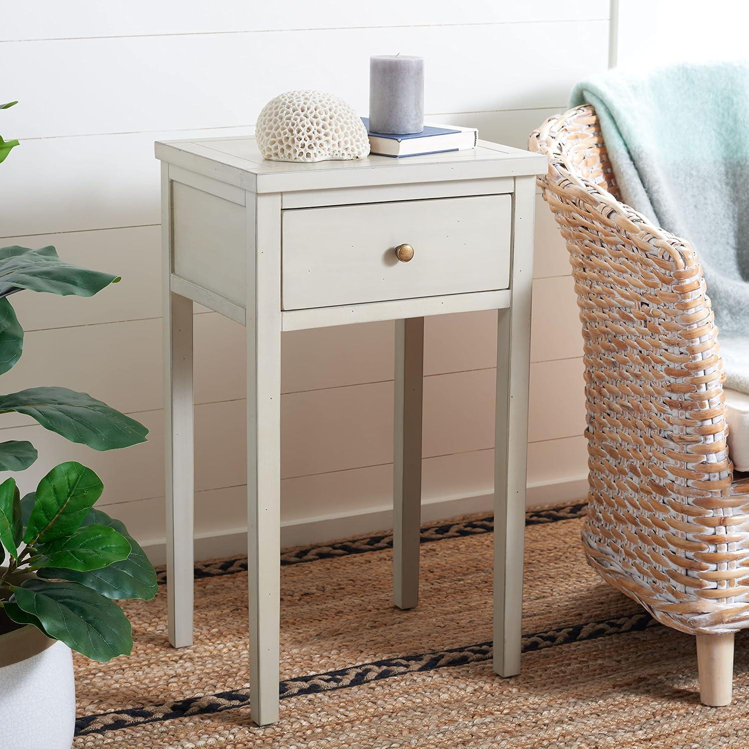 SAFAVIEH Abel Nightstand With Storage Drawer White Birch