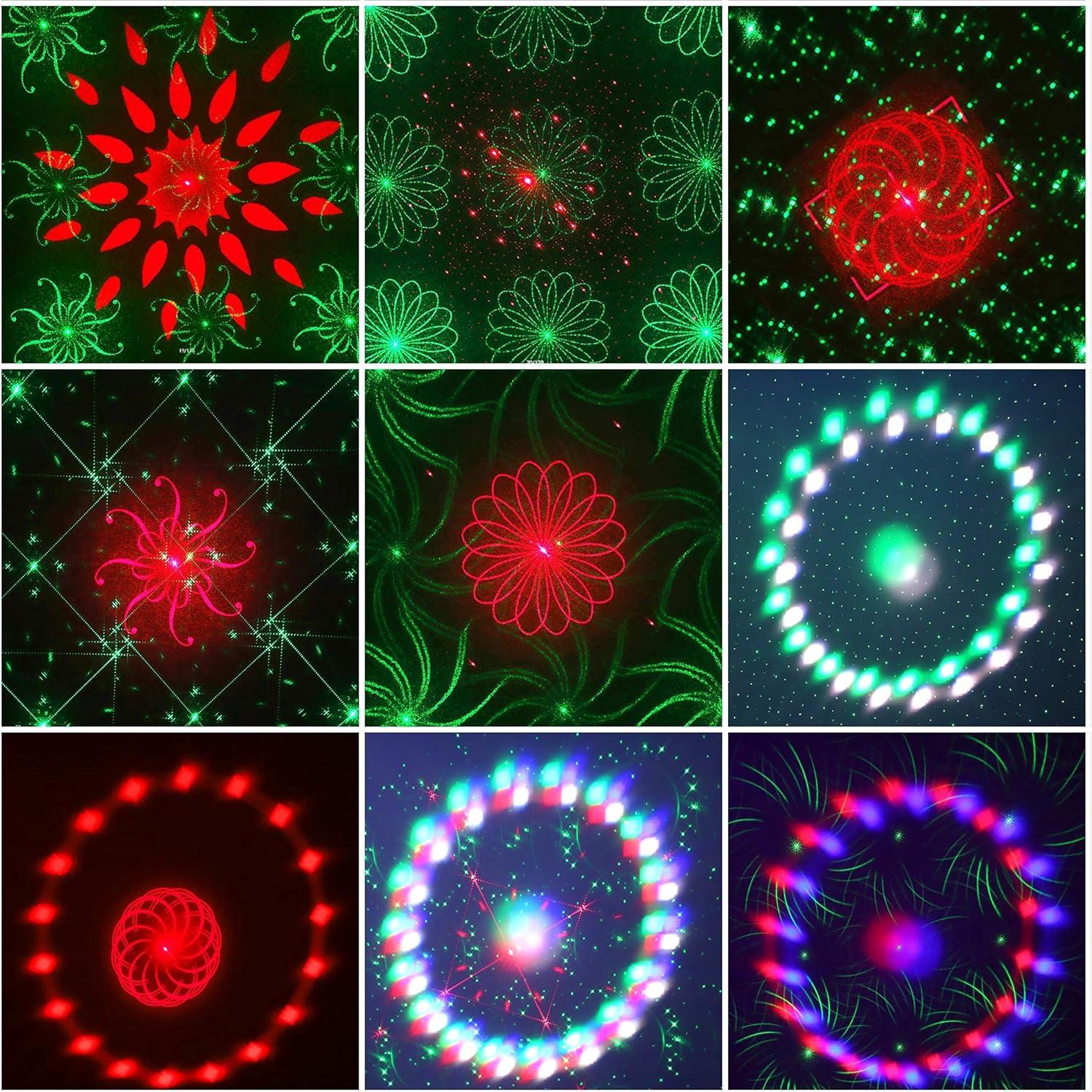 DJ Lights 4 in 1 with Disco Ball, LED Pattern & Strobe Sound Activated Stage Lights, Compatible with DMX Control for Home Dance Wedding Event Party