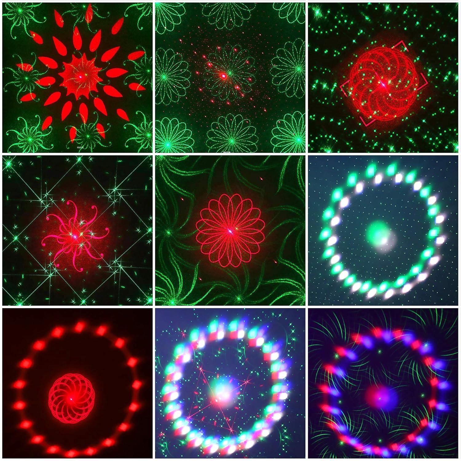 DJ Lights 4 in 1 with Disco Ball, LED Pattern & Strobe Sound Activated Stage Lights, Compatible with DMX Control for Home Dance Wedding Event Party