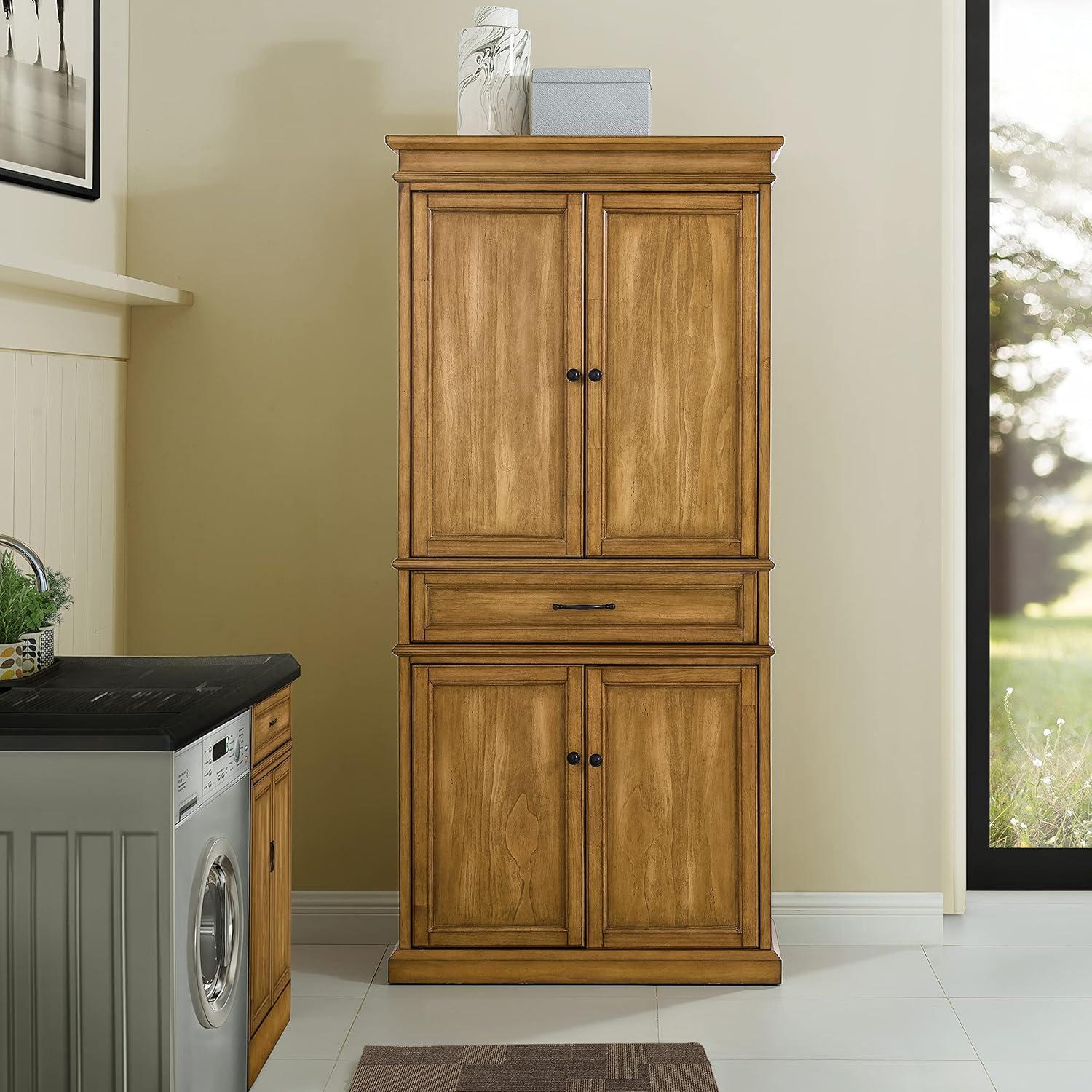 Parsons Pantry Storage Wood/Mahogany - Crosley: Adjustable Shelving, Drawer, Traditional Style