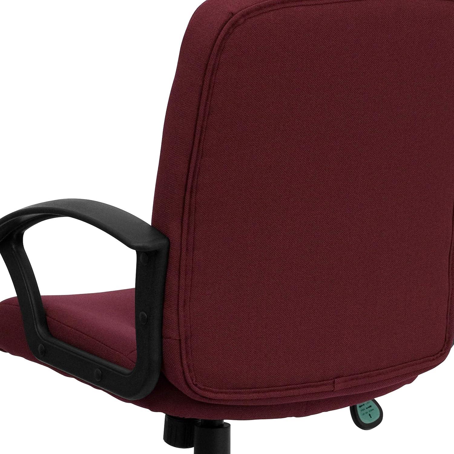 Flash Furniture Mid-Back Burgundy Fabric Executive Swivel Office Chair with Nylon Arms