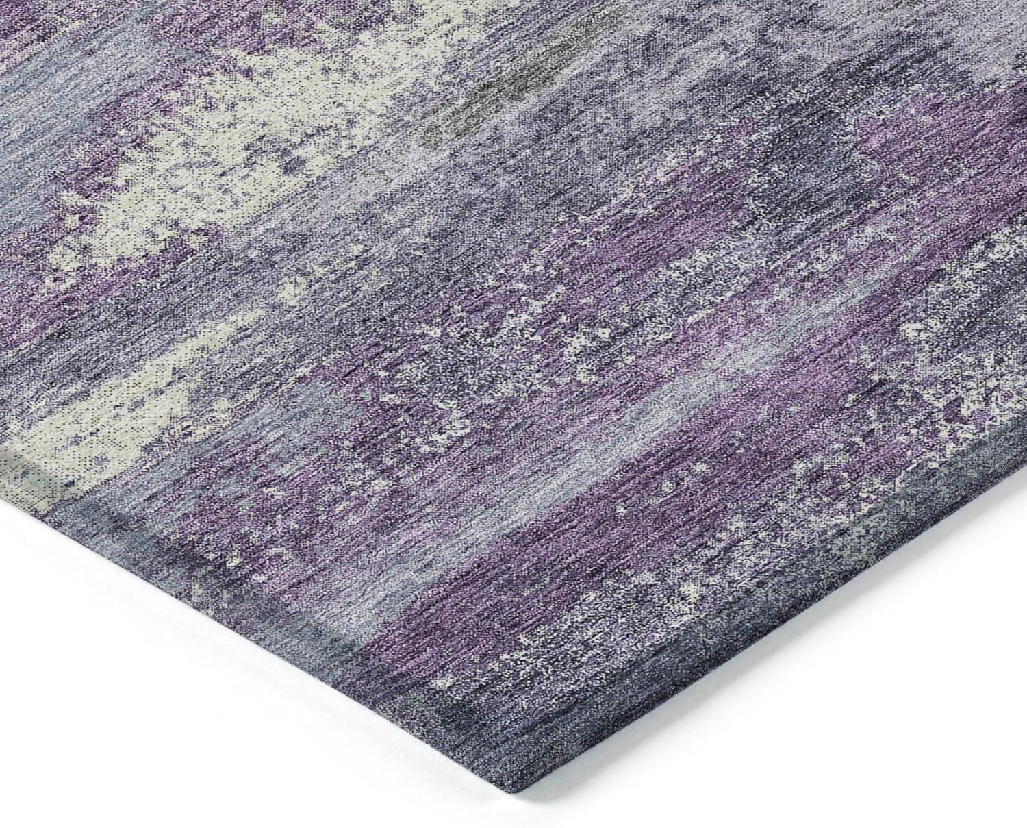Purple Abstract 3' x 5' Machine Washable Indoor Outdoor Rug