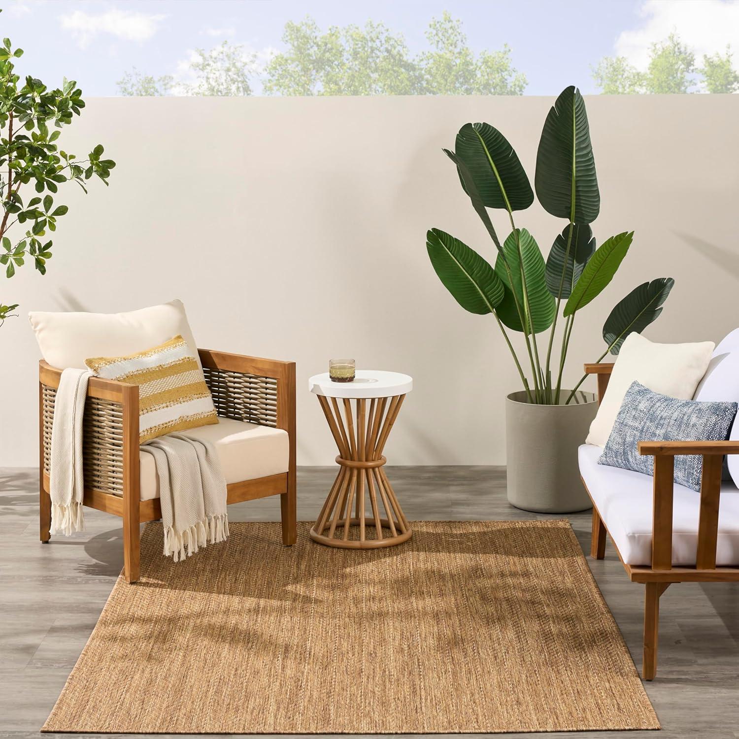 Nourison Horizon Indoor/Outdoor 5' x 7' Natural Modern Chevron Flatweave Rug